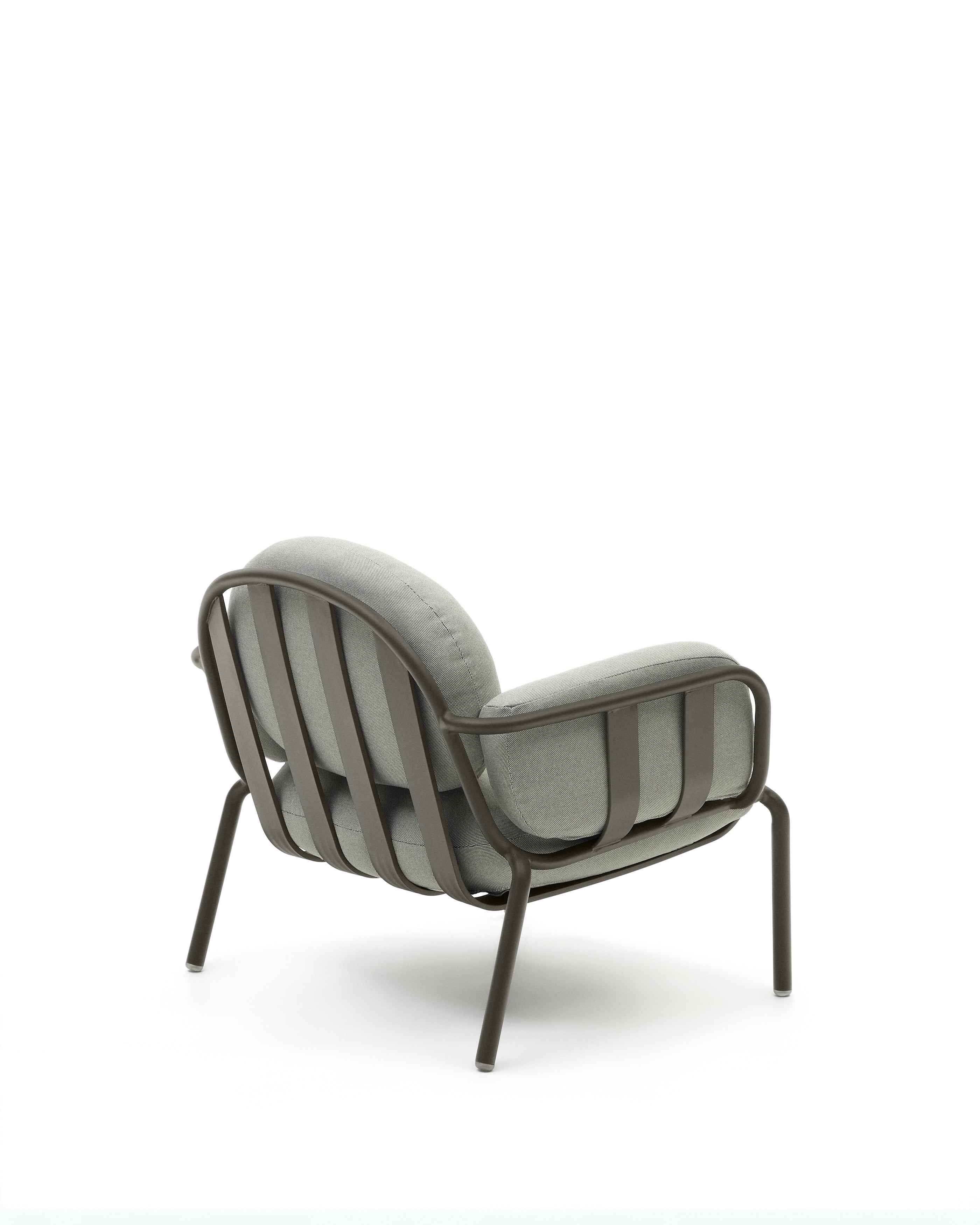 Joncols outdoor armchair with grey upholstery and aluminium with green painted finish - Product Image