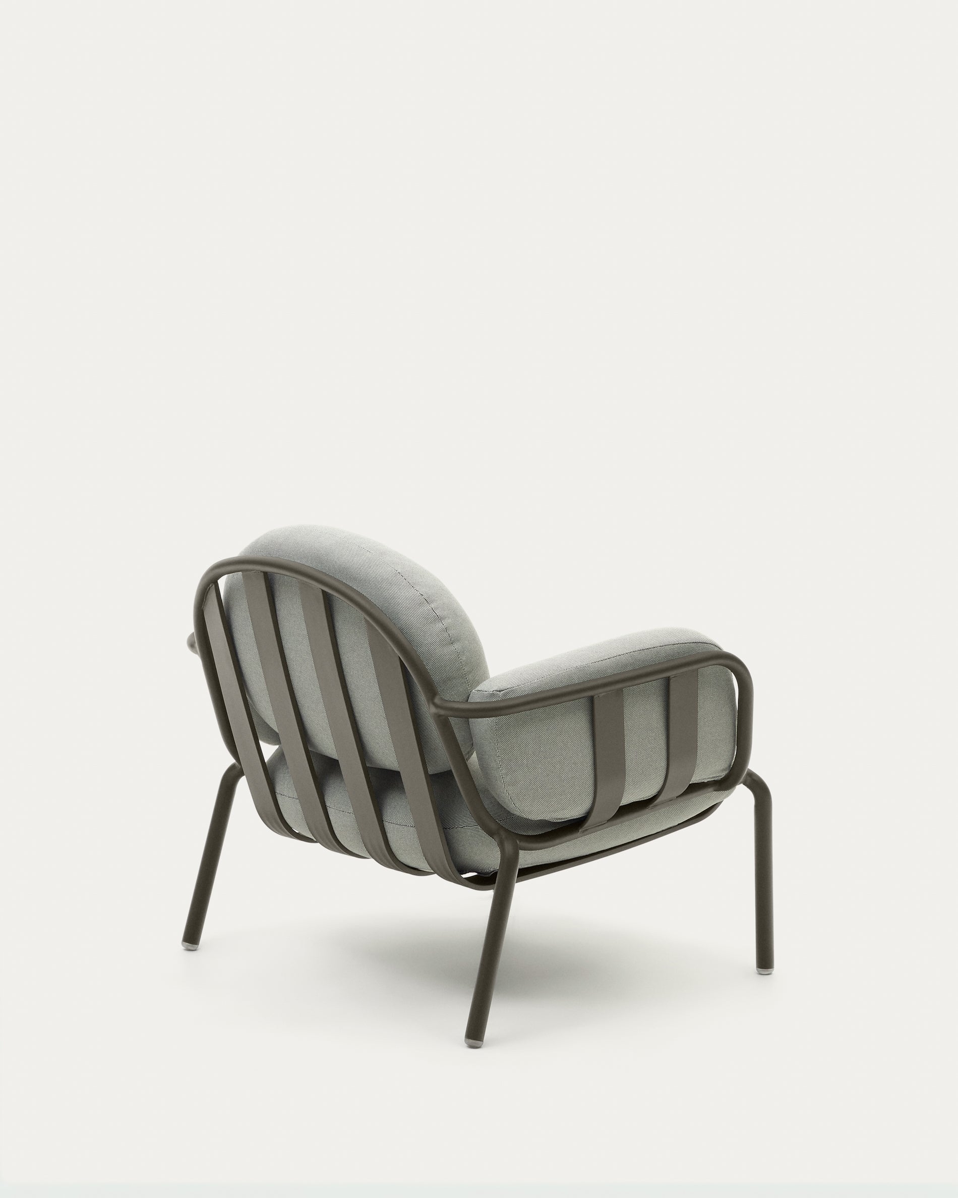 Joncols outdoor armchair with grey upholstery and aluminium with green painted finish - Product View