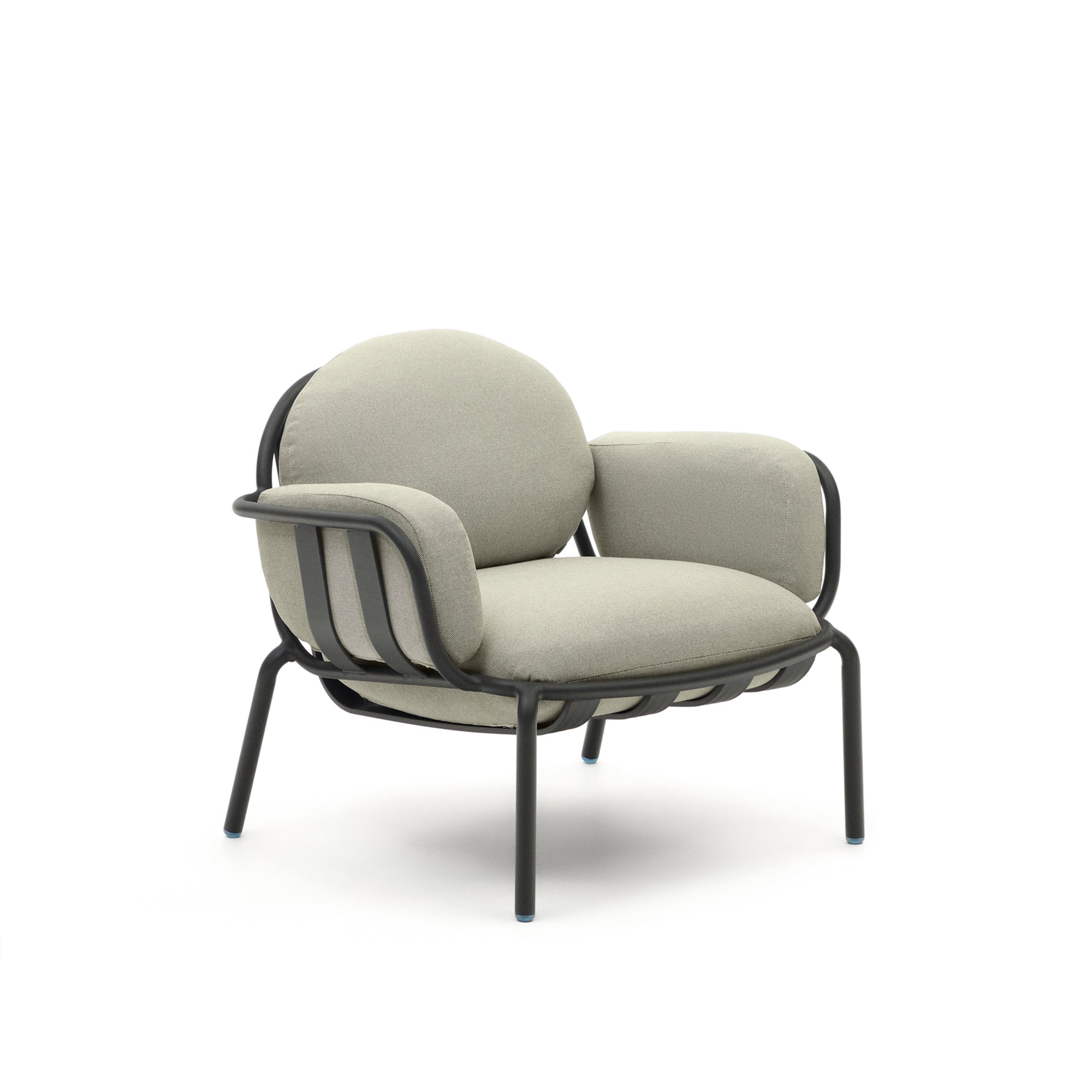Joncols outdoor armchair with beige upholstery and aluminium with grey painted finish - Product Image