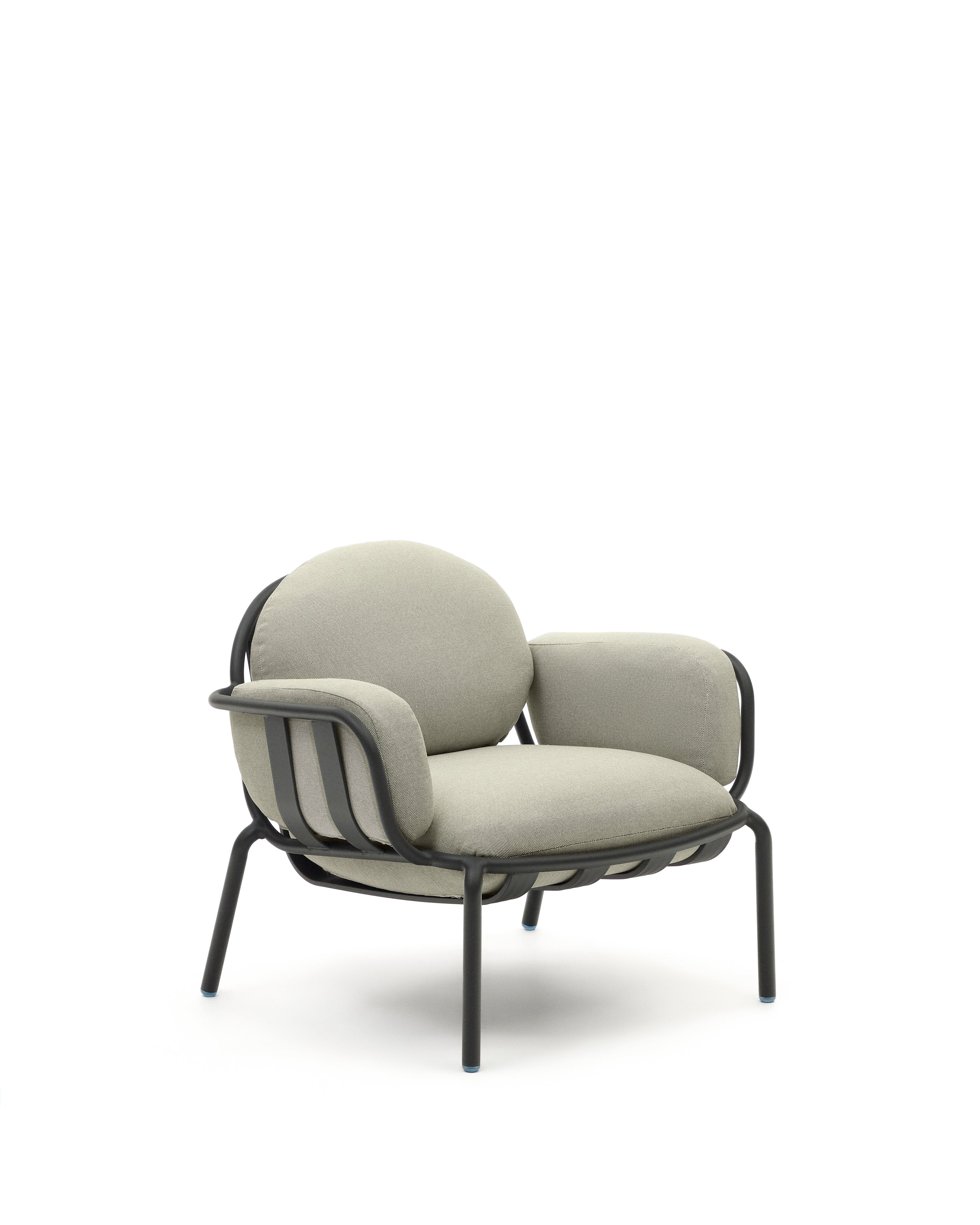 Joncols outdoor armchair with beige upholstery and aluminium with grey painted finish - Product Image