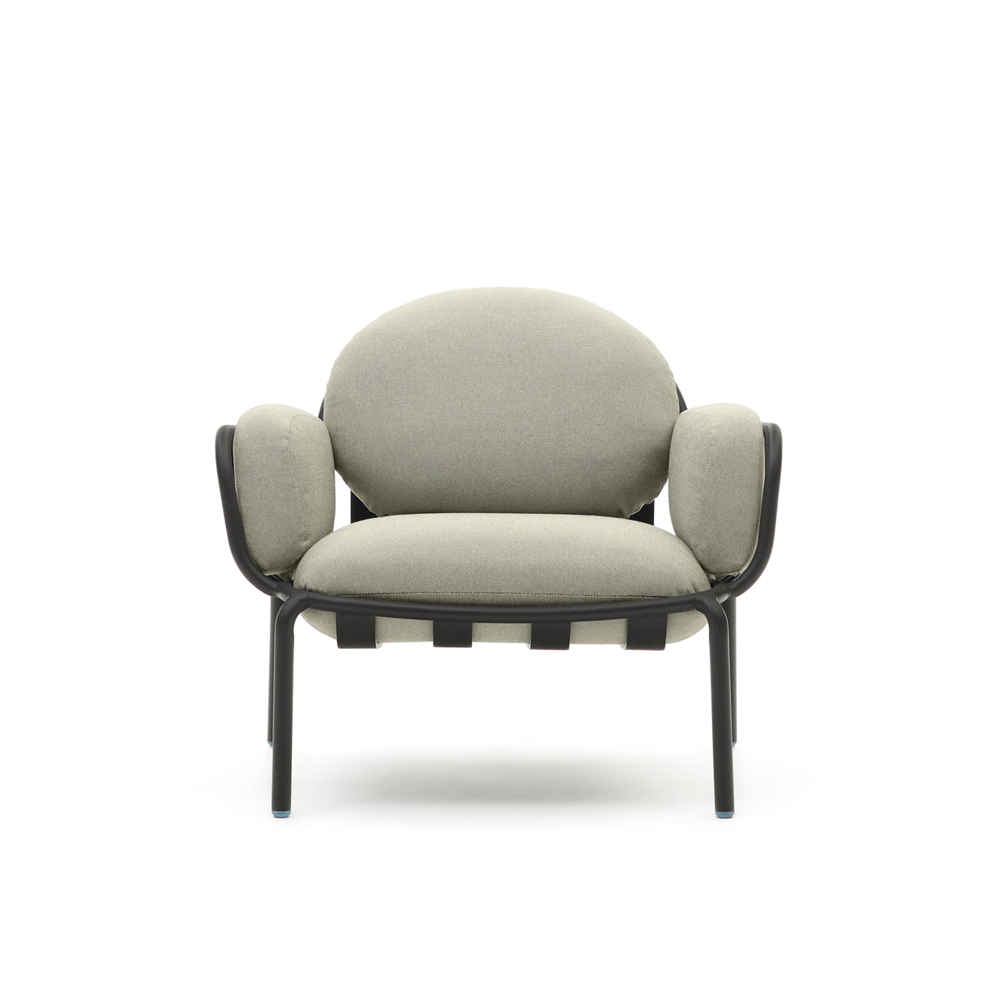 Joncols outdoor armchair with beige upholstery and aluminium with grey painted finish - Product Image