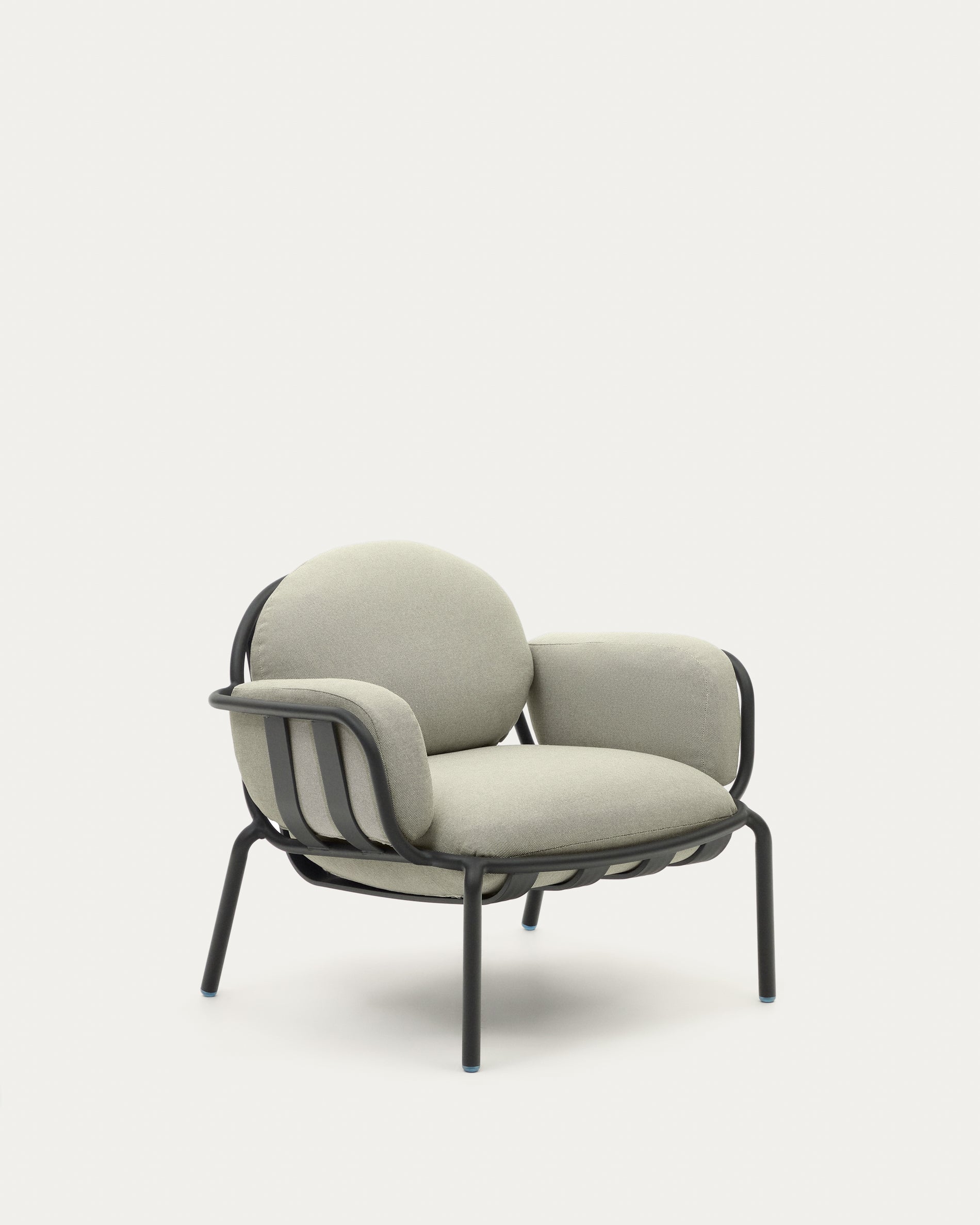 Joncols outdoor armchair with beige upholstery and aluminium with grey painted finish - Product View