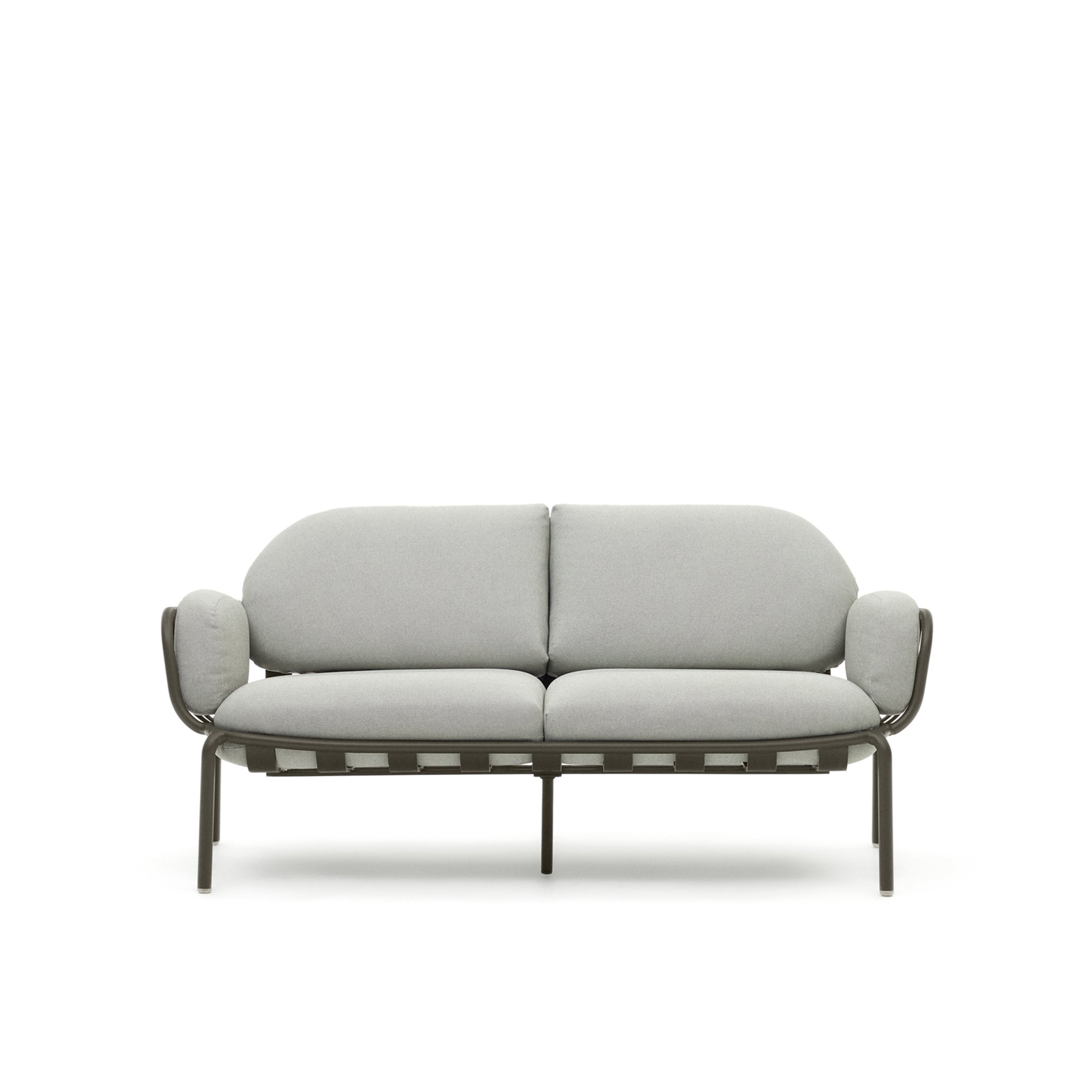 Joncols outdoor 2-seater sofa with grey upholstery and aluminium with green painted finish 164cm - Product Image
