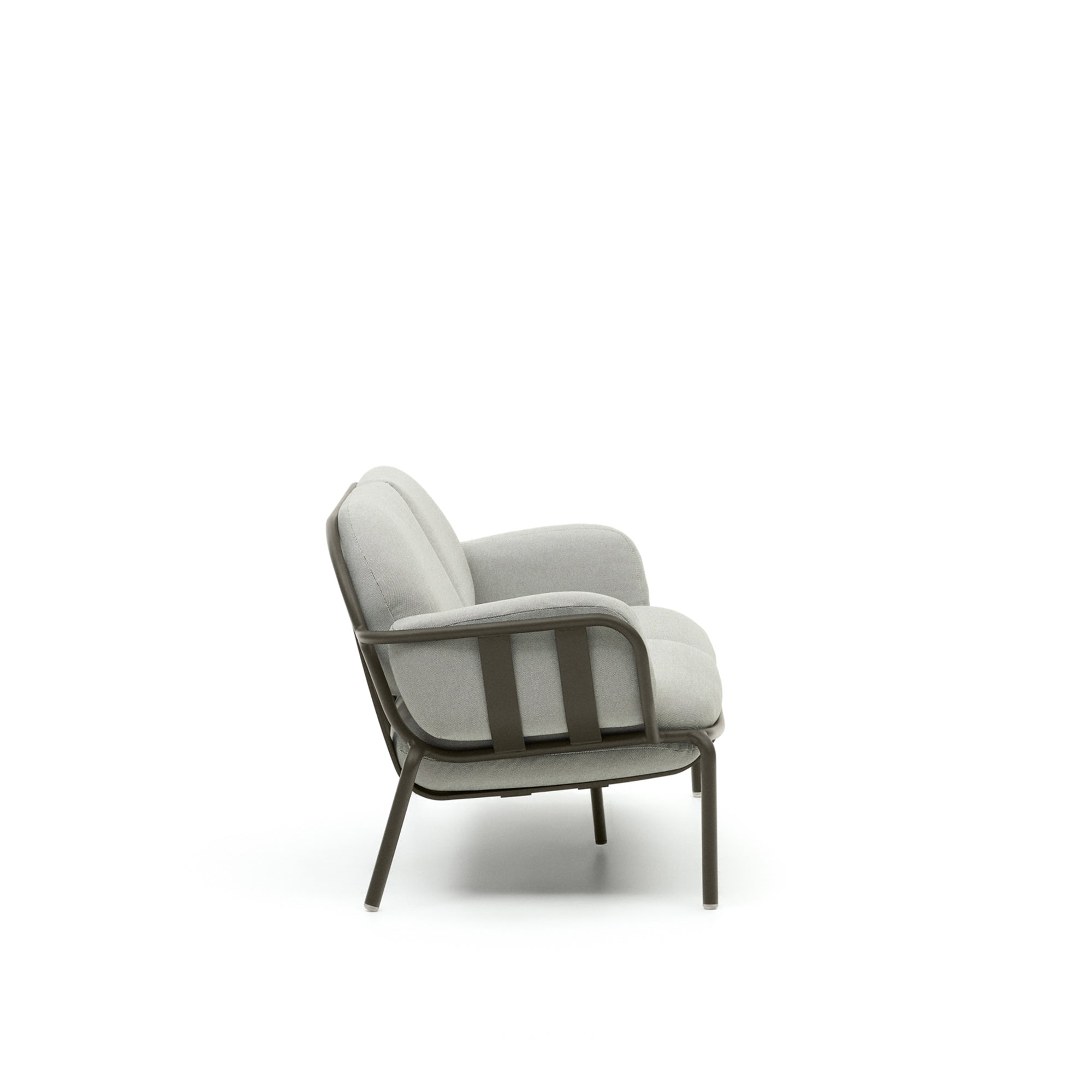 Joncols outdoor 2-seater sofa with grey upholstery and aluminium with green painted finish 164cm - Product Image