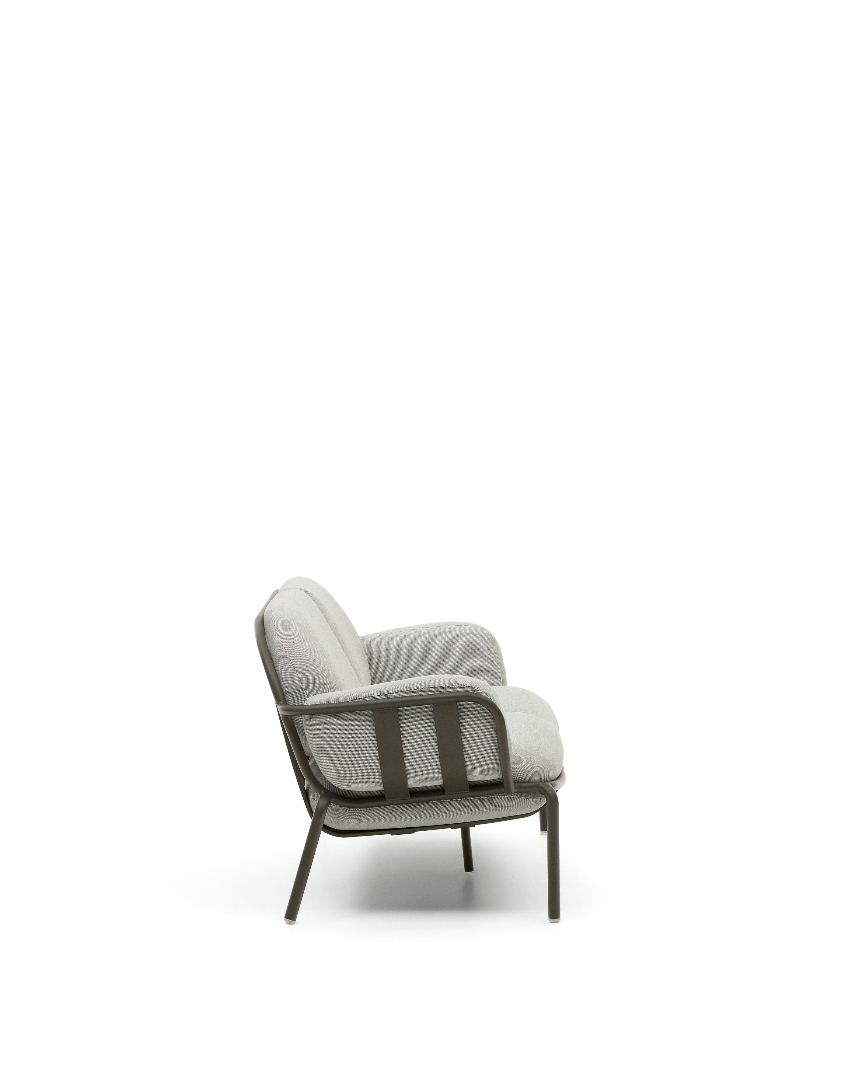 Joncols outdoor 2-seater sofa with grey upholstery and aluminium with green painted finish 164cm - Product Image