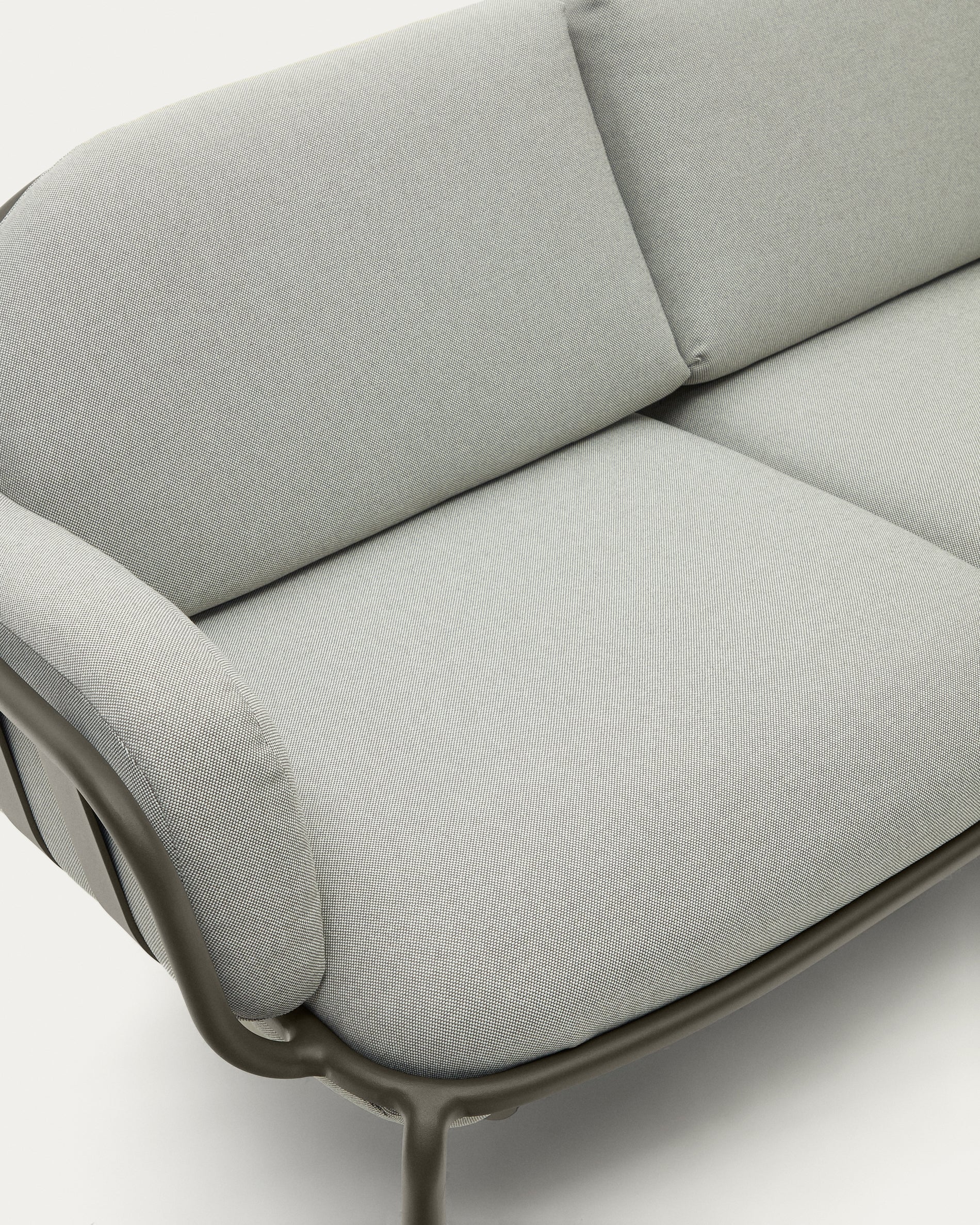 Joncols outdoor 2-seater sofa with grey upholstery and aluminium with green painted finish 164cm - Detail