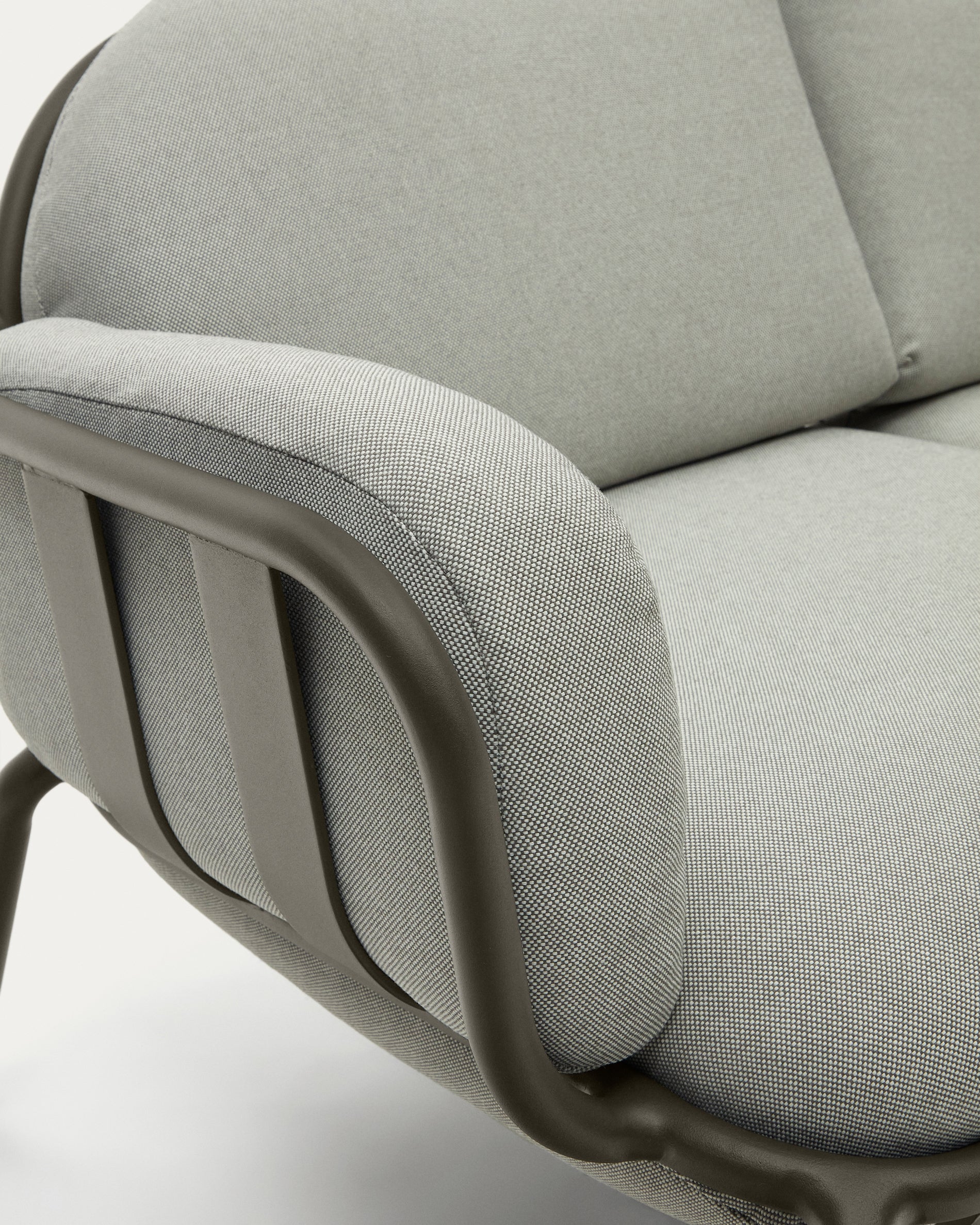 Joncols outdoor 2-seater sofa with grey upholstery and aluminium with green painted finish 164cm - Detail