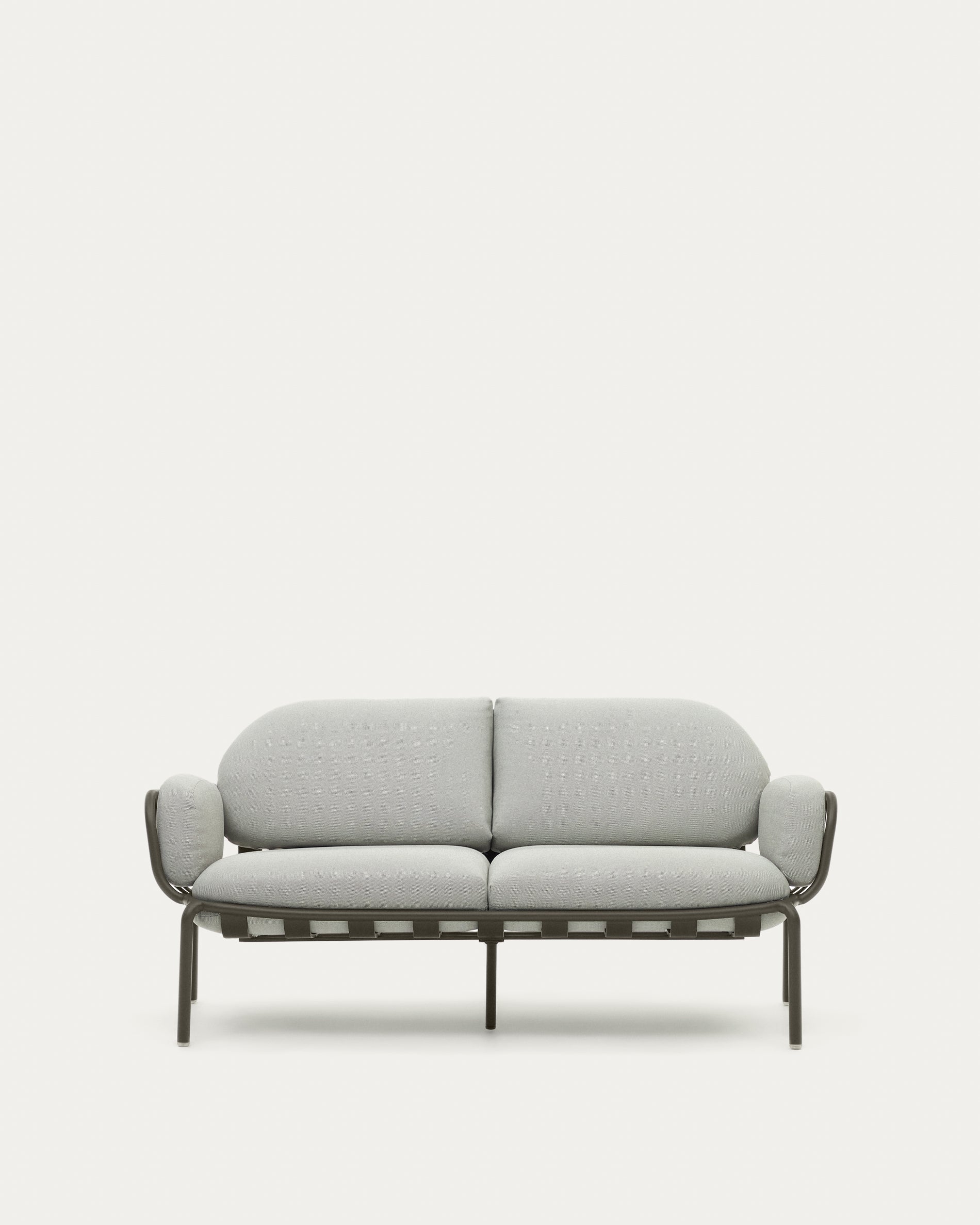 Joncols outdoor 2-seater sofa with grey upholstery and aluminium with green painted finish 164cm - Product View