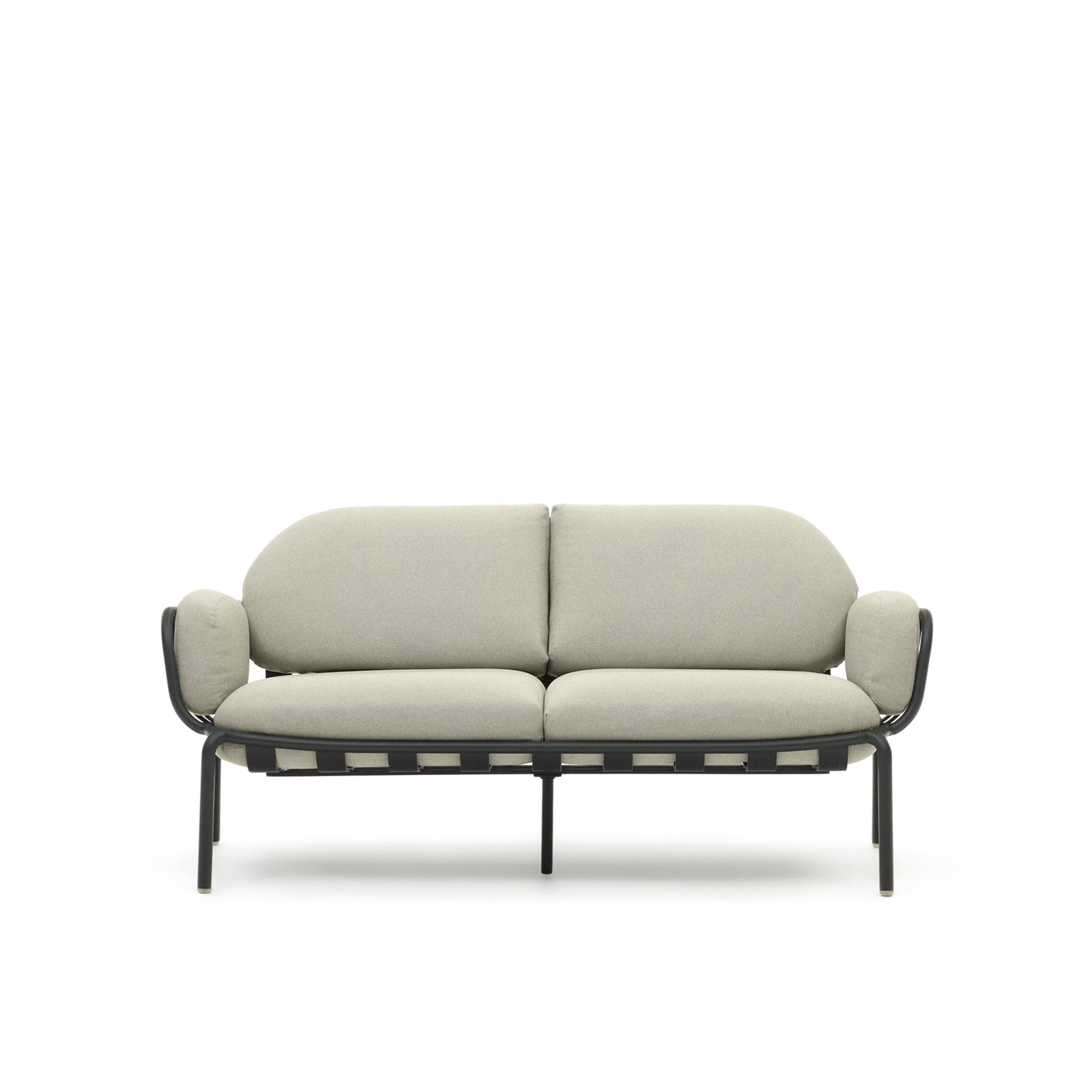 Joncols outdoor 2-seater sofa with beige upholstery and aluminium with grey painted finish 164cm - Product Image
