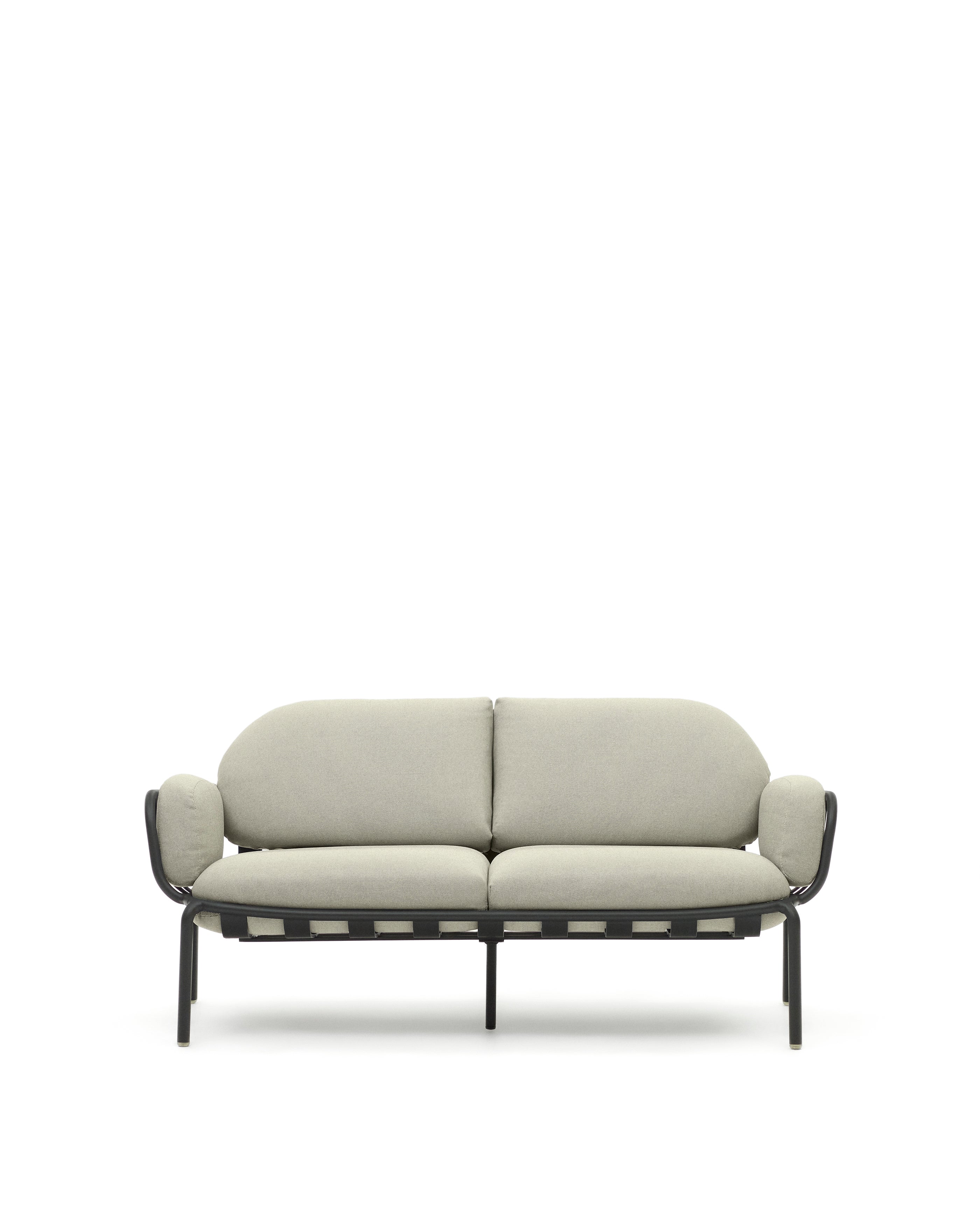 Joncols outdoor 2-seater sofa with beige upholstery and aluminium with grey painted finish 164cm - Product Image