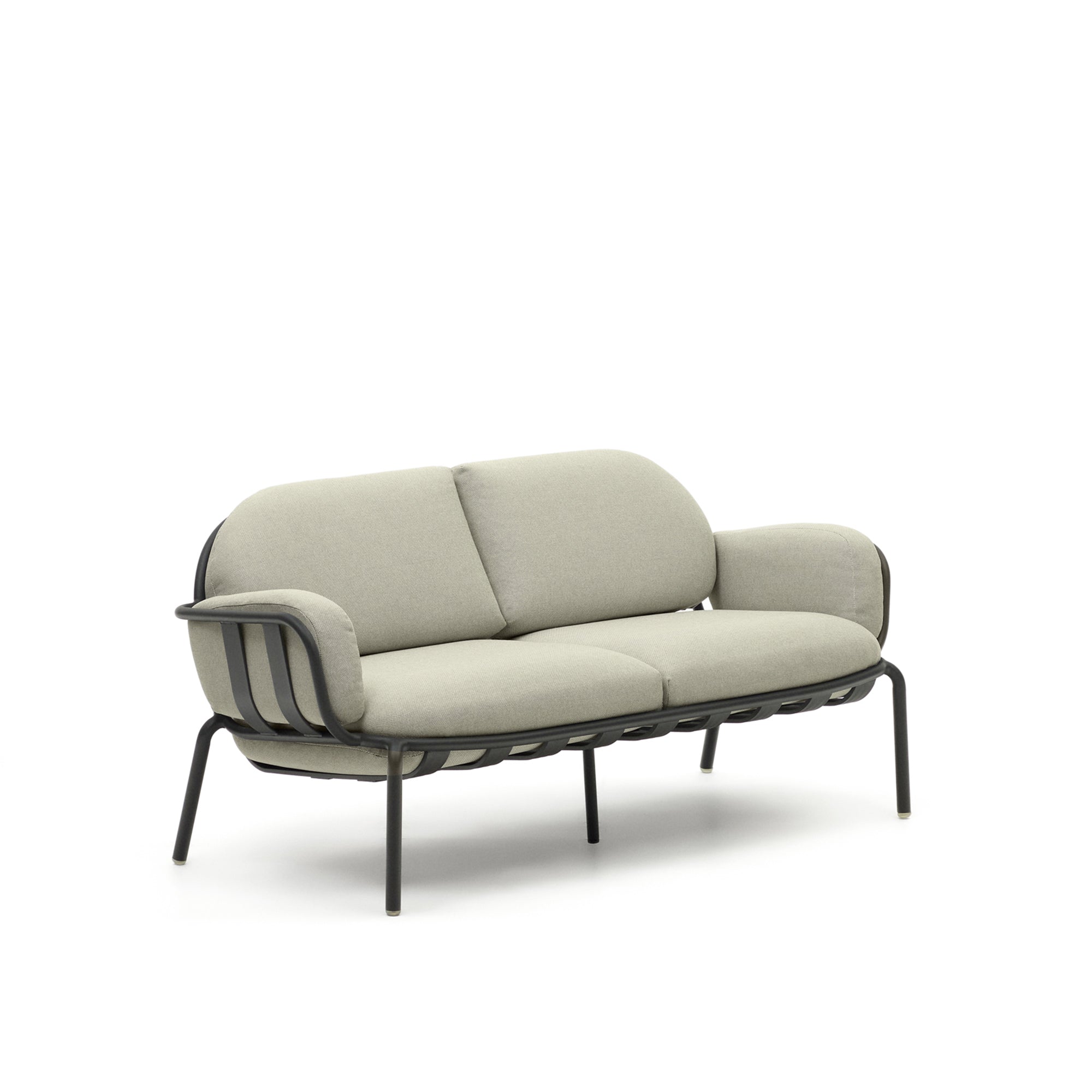 Joncols outdoor 2-seater sofa with beige upholstery and aluminium with grey painted finish 164cm - Product Image