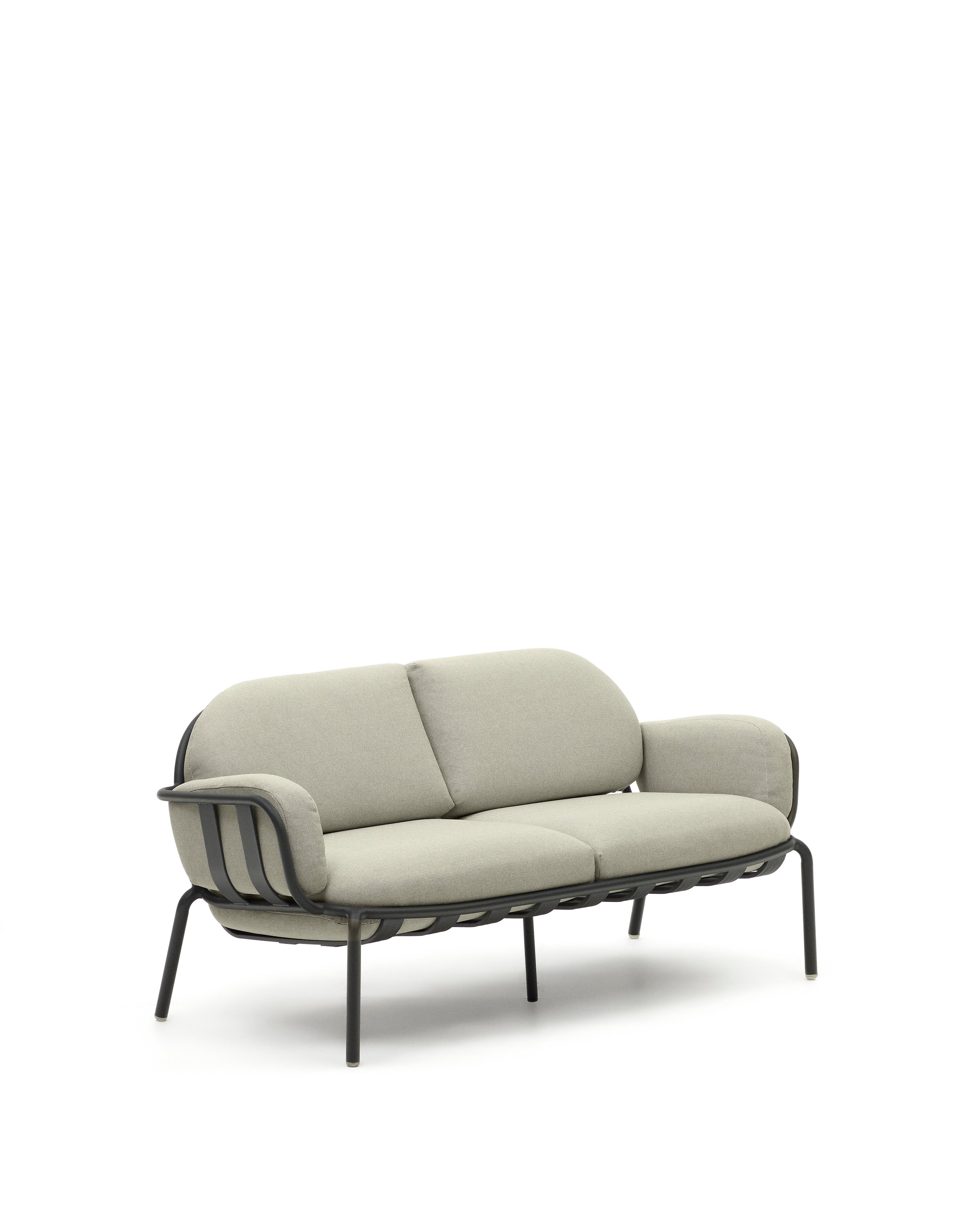 Joncols outdoor 2-seater sofa with beige upholstery and aluminium with grey painted finish 164cm - Product Image