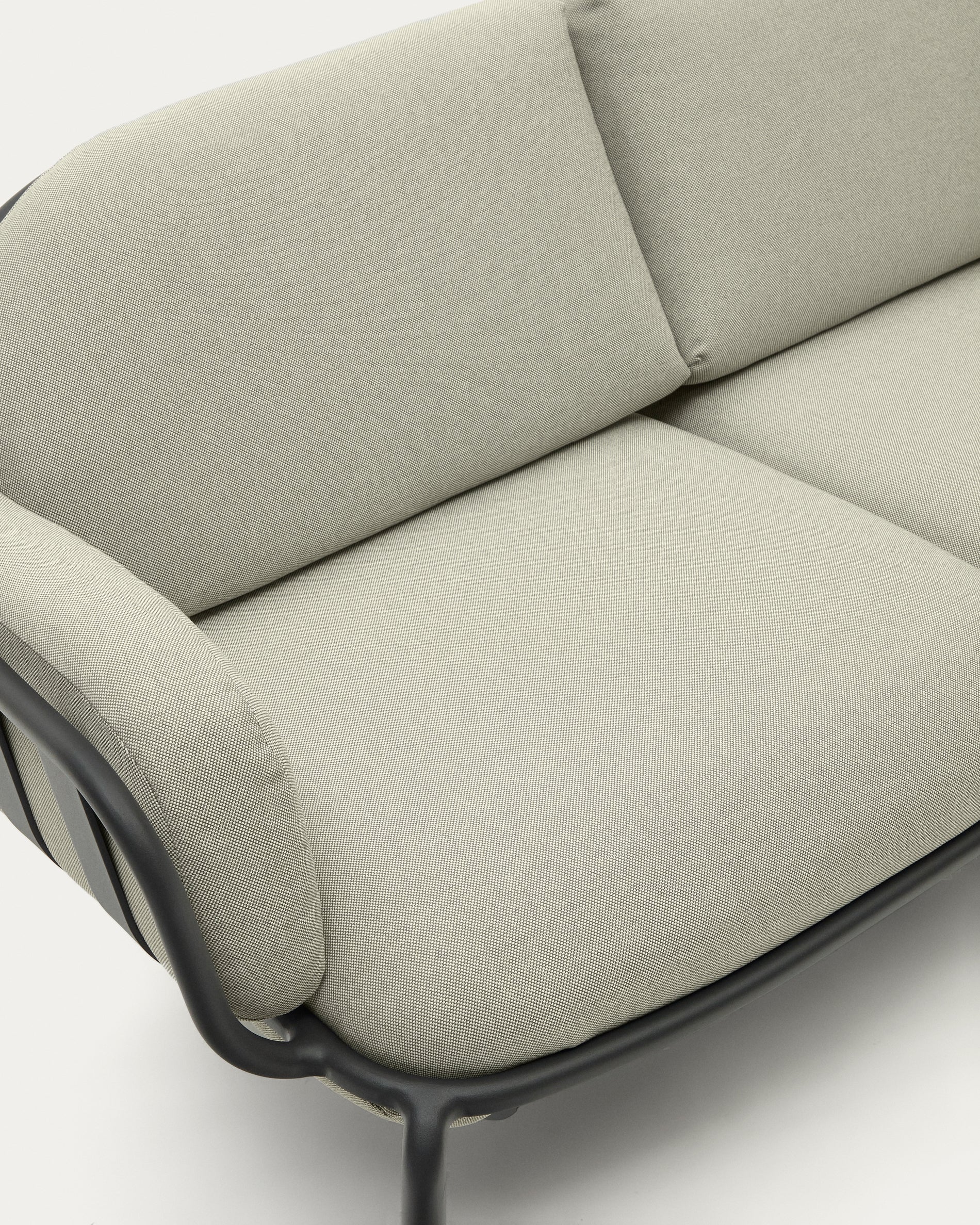 Joncols outdoor 2-seater sofa with beige upholstery and aluminium with grey painted finish 164cm - Detail