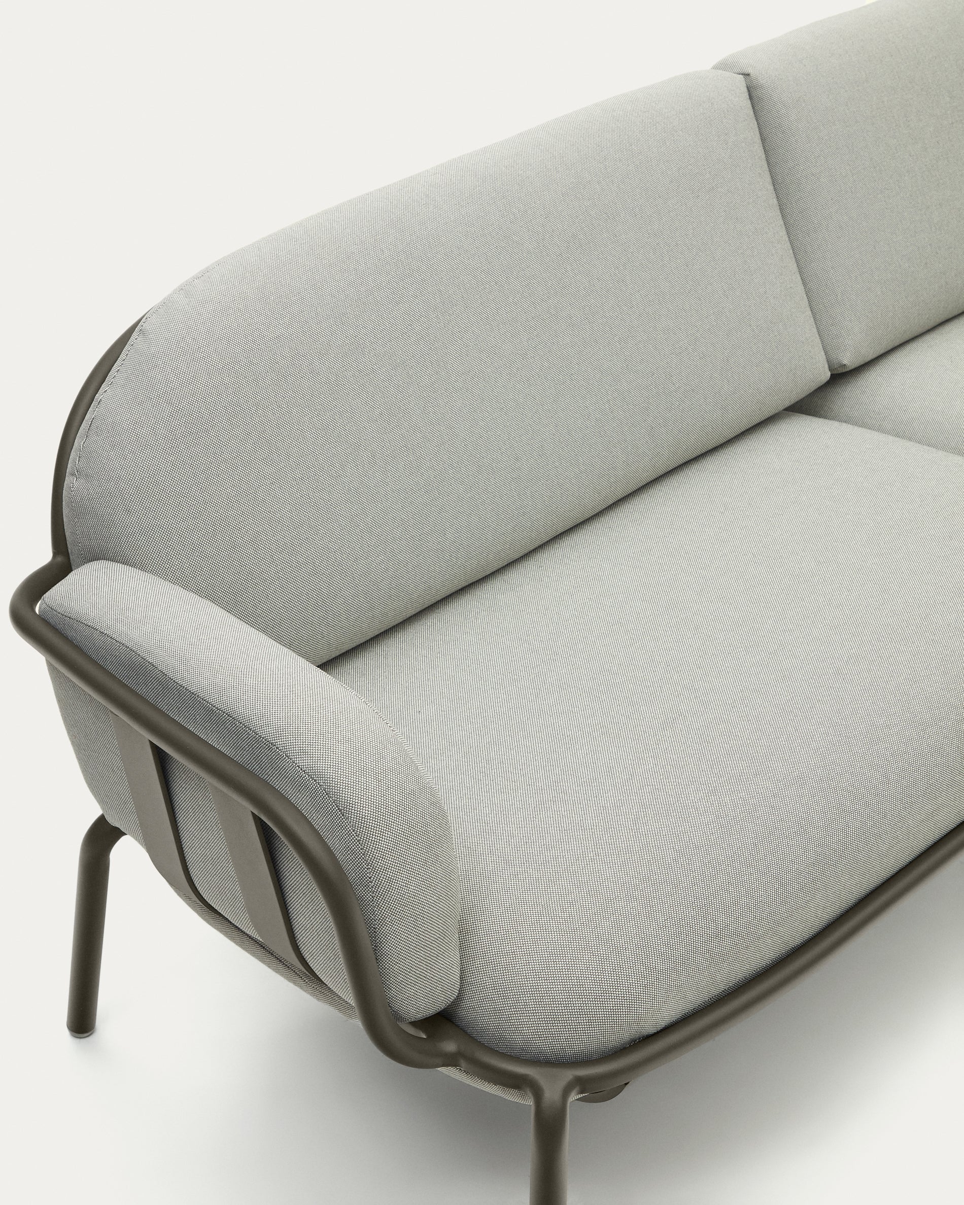 Joncols outdoor 3-seater sofa with grey upholstery and aluminium with green painted finish 225cm - Detail