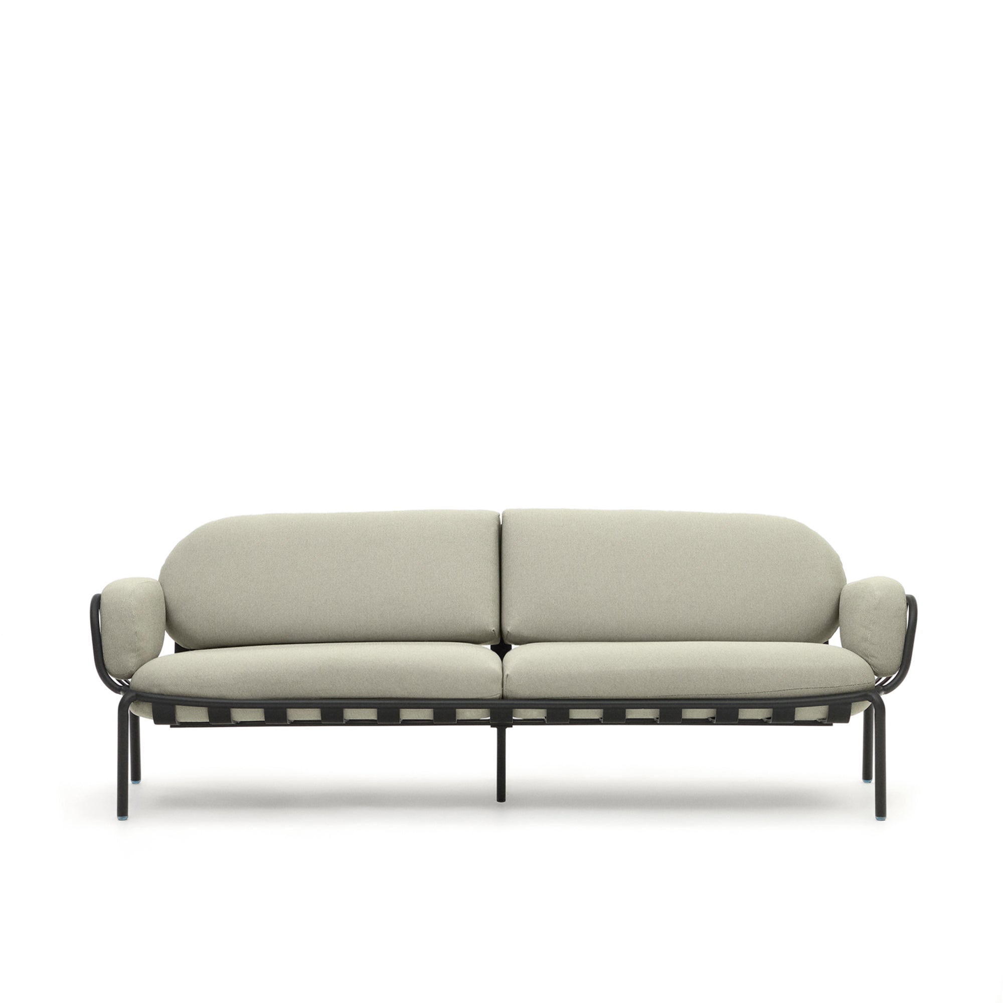 Joncols outdoor 3-seater sofa with beige upholstery and aluminium with grey painted finish 225cm - Product Image