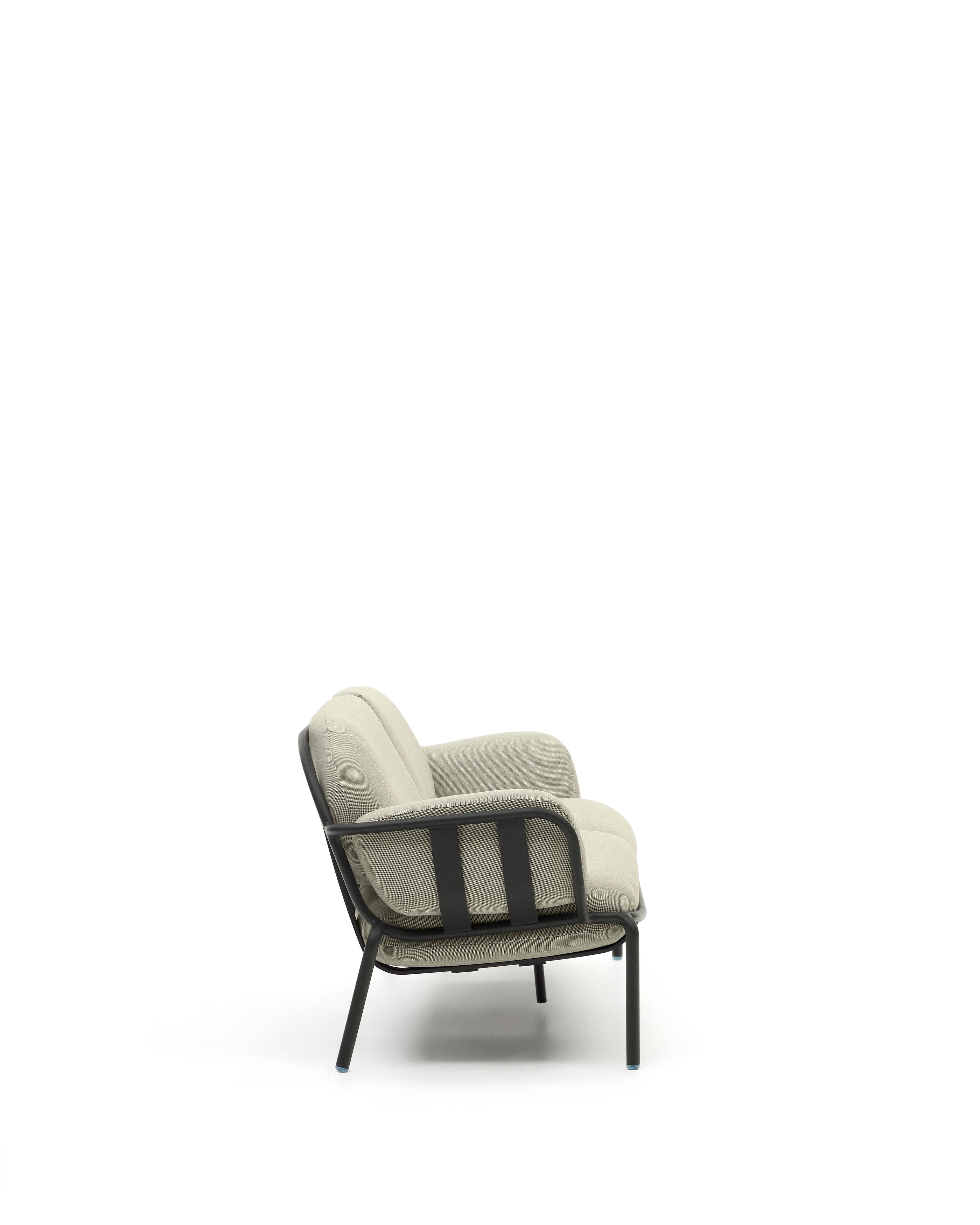 Joncols outdoor 3-seater sofa with beige upholstery and aluminium with grey painted finish 225cm - Product Image