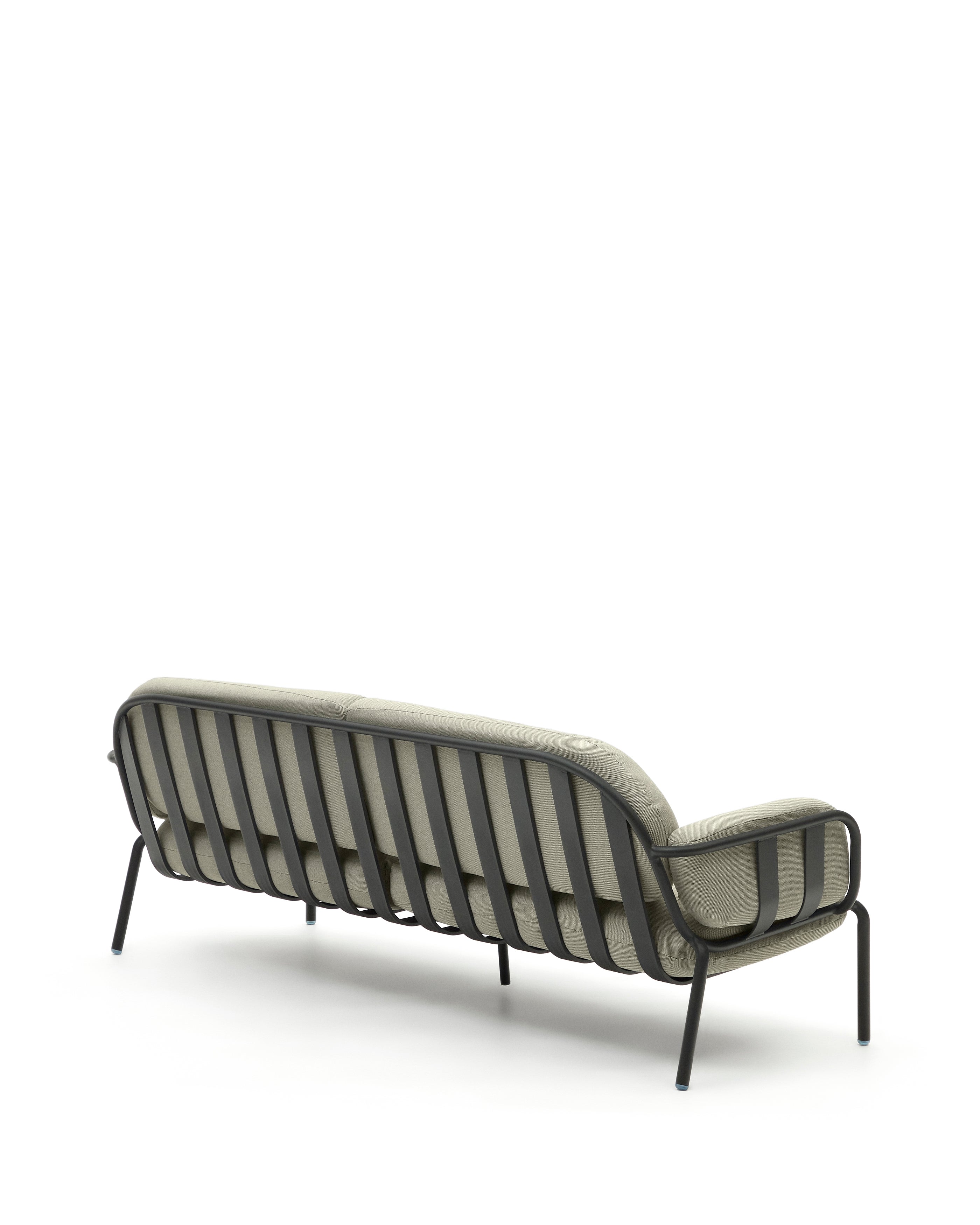 Joncols outdoor 3-seater sofa with beige upholstery and aluminium with grey painted finish 225cm - Product Image