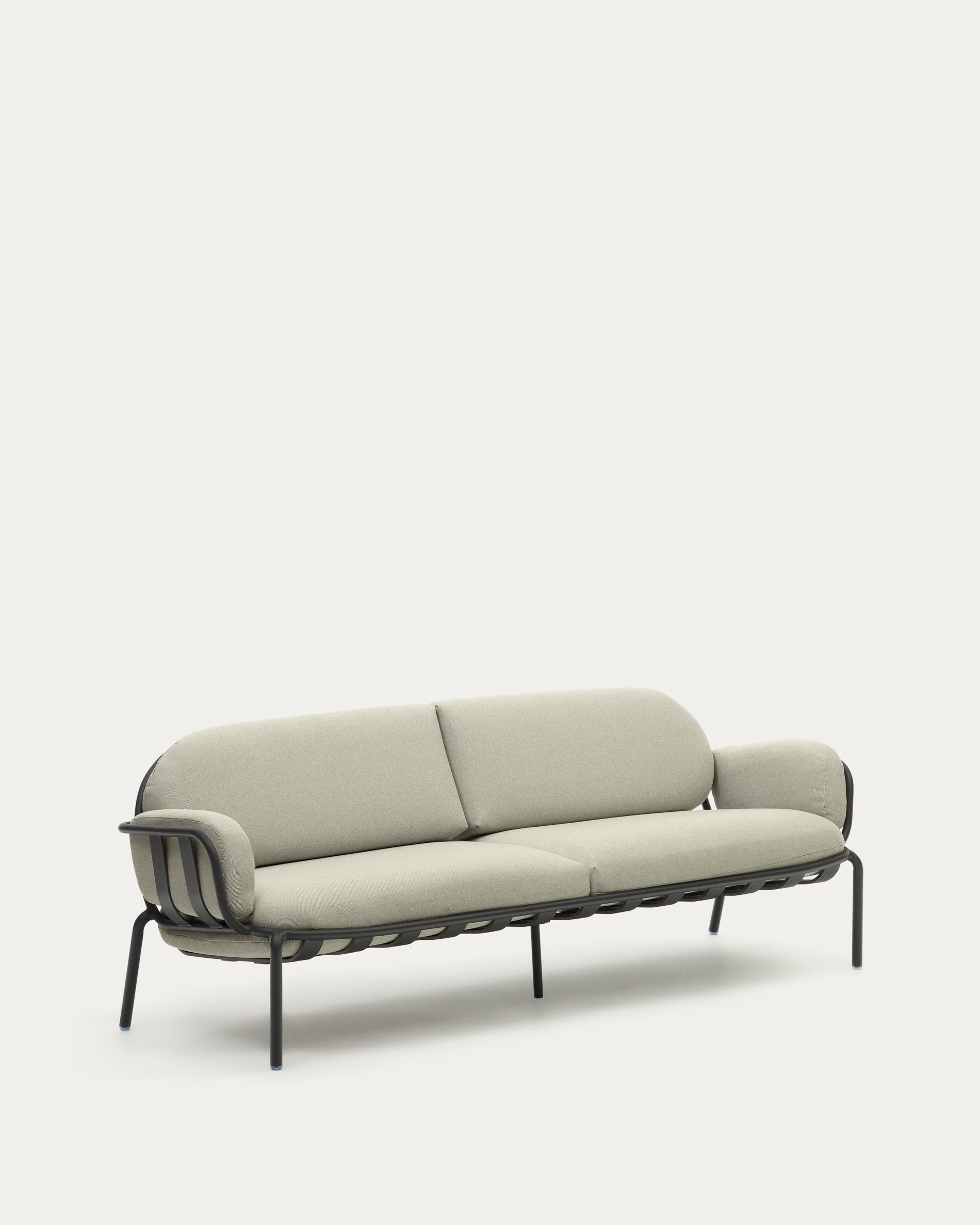 Joncols outdoor 3-seater sofa with beige upholstery and aluminium with grey painted finish 225cm - Product View