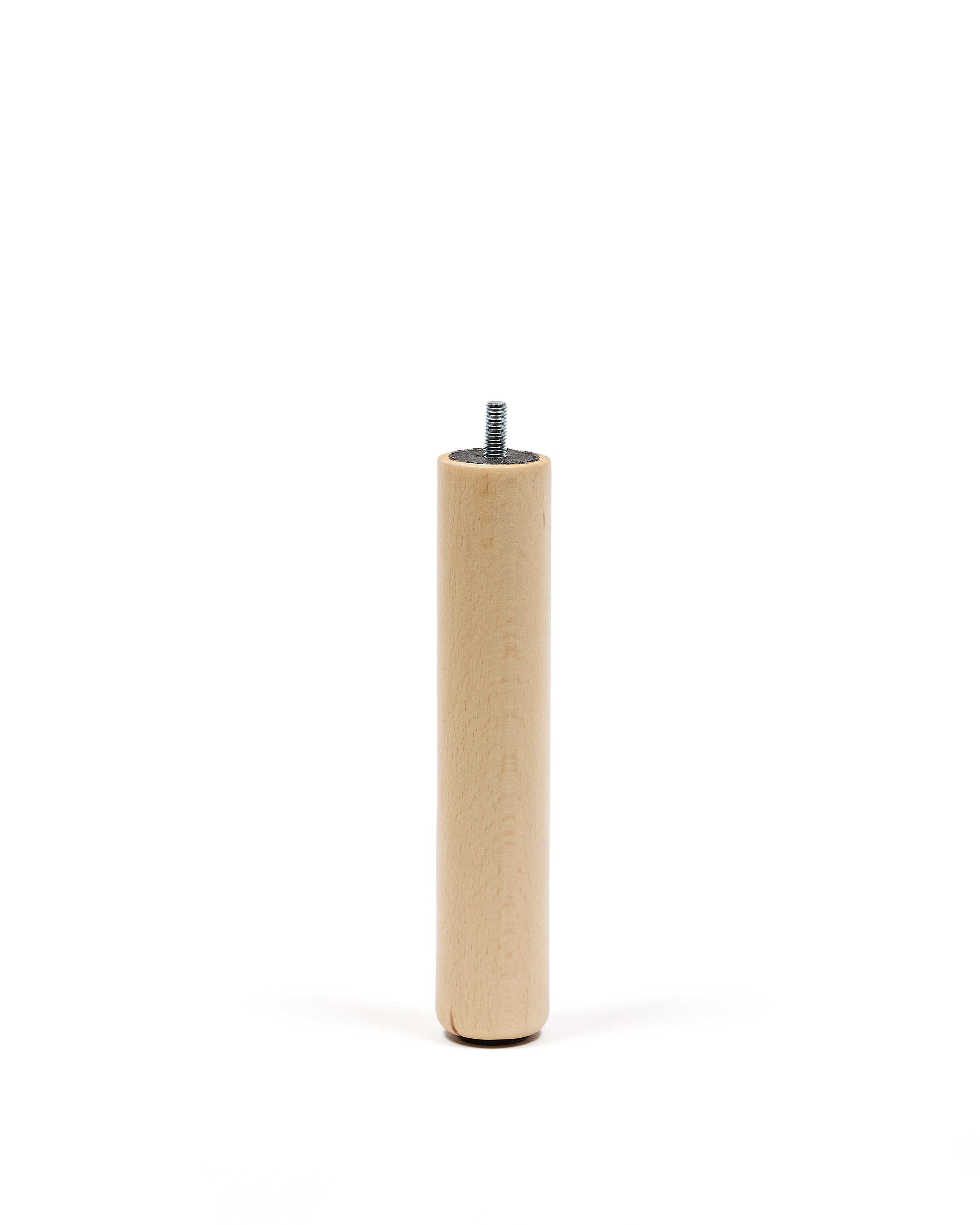 Ise bed base leg made of solid beech wood with a natural tone finish - Product Image