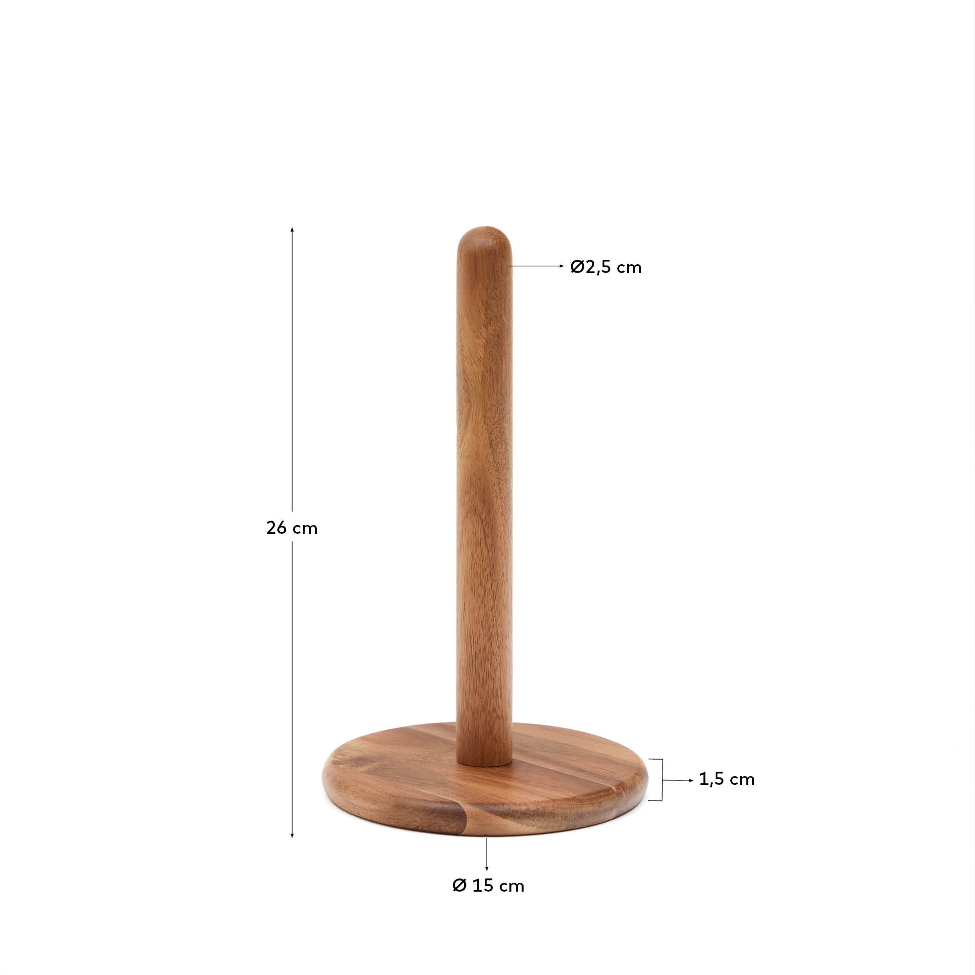 Nukha kitchen roll holder in FSC 100% acacia wood - Measurements