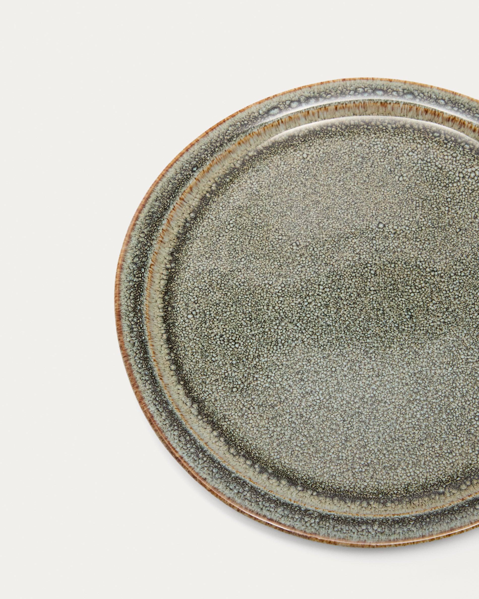 Brown ceramic Coval dessert plate - Detail
