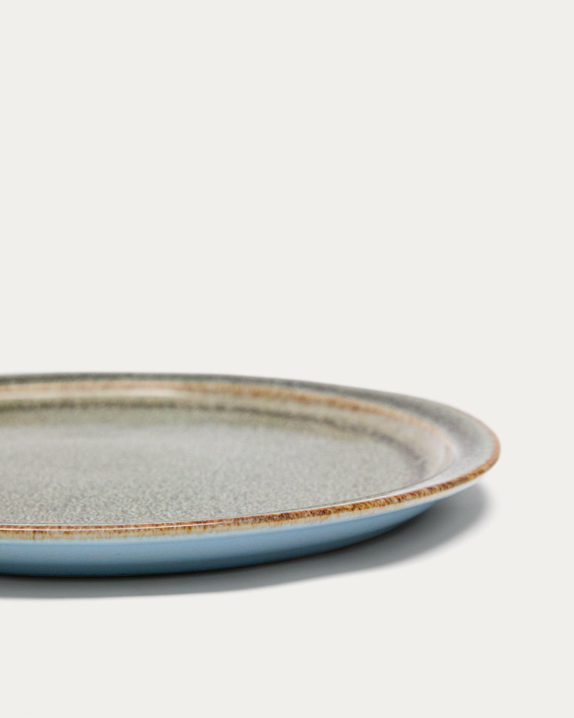 Brown ceramic Coval dessert plate - Detail
