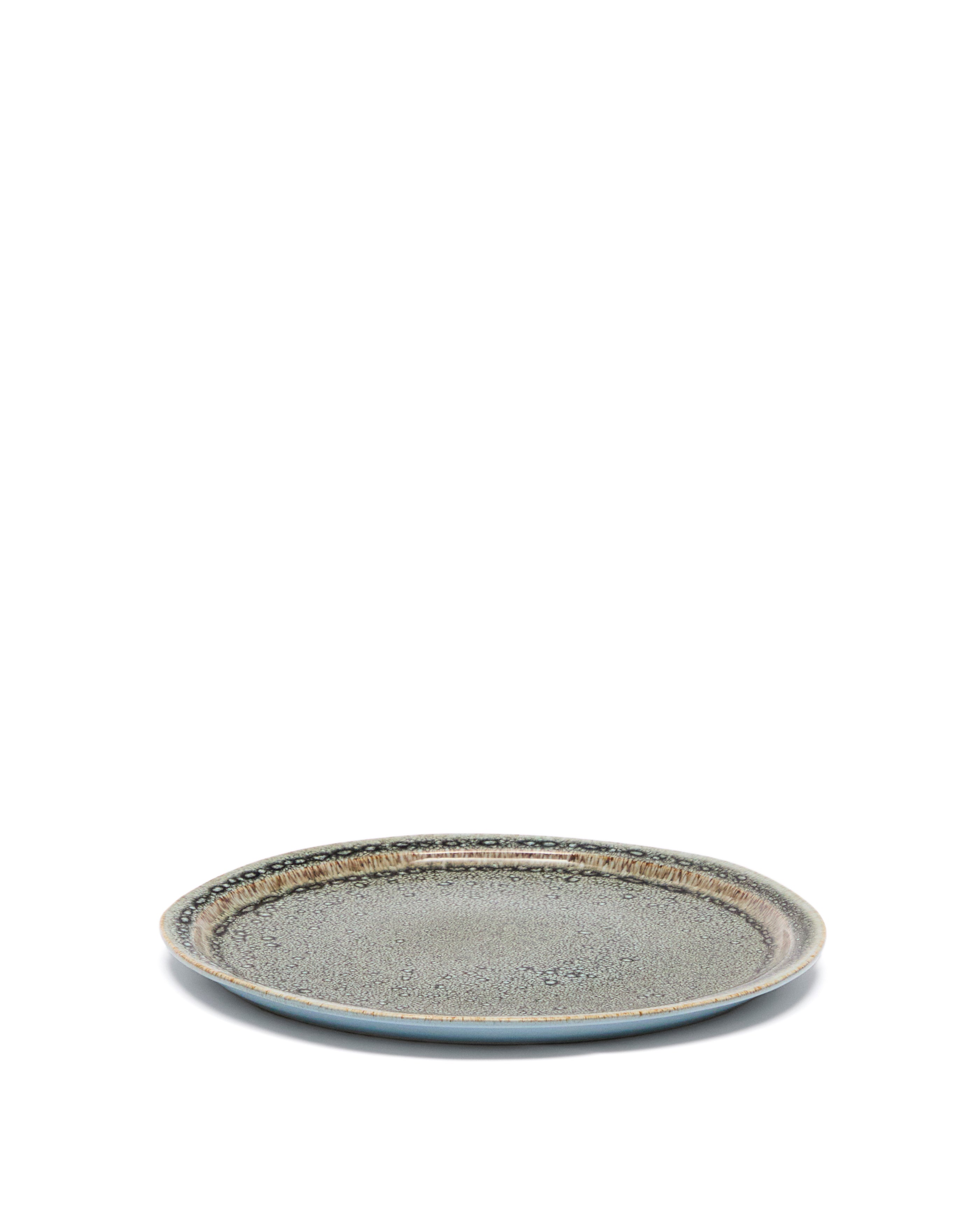 Brown ceramic Coval flat plate - Product Image