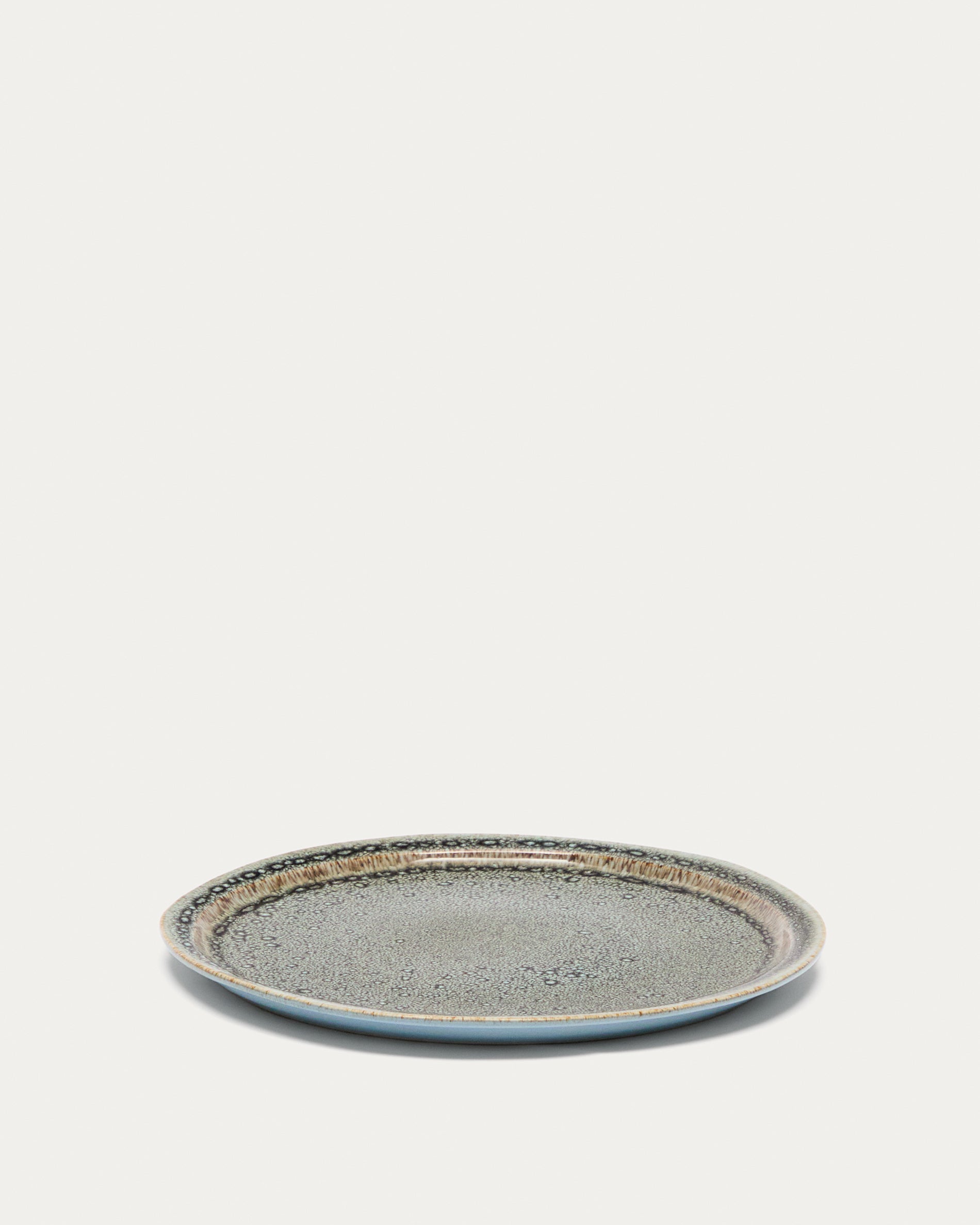 Brown ceramic Coval flat plate - Product View