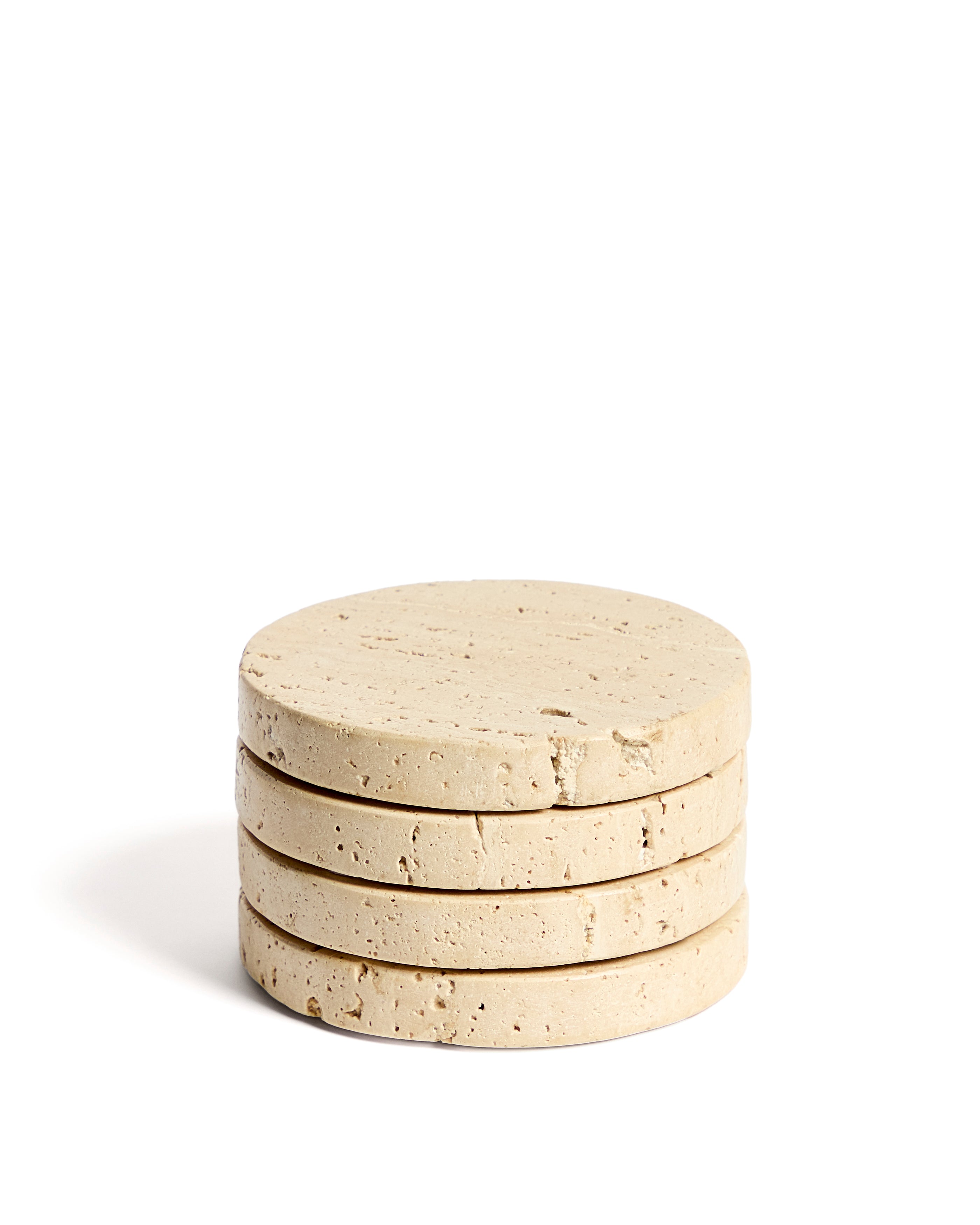 Zera set of 4 beige marble coasters - Product Image