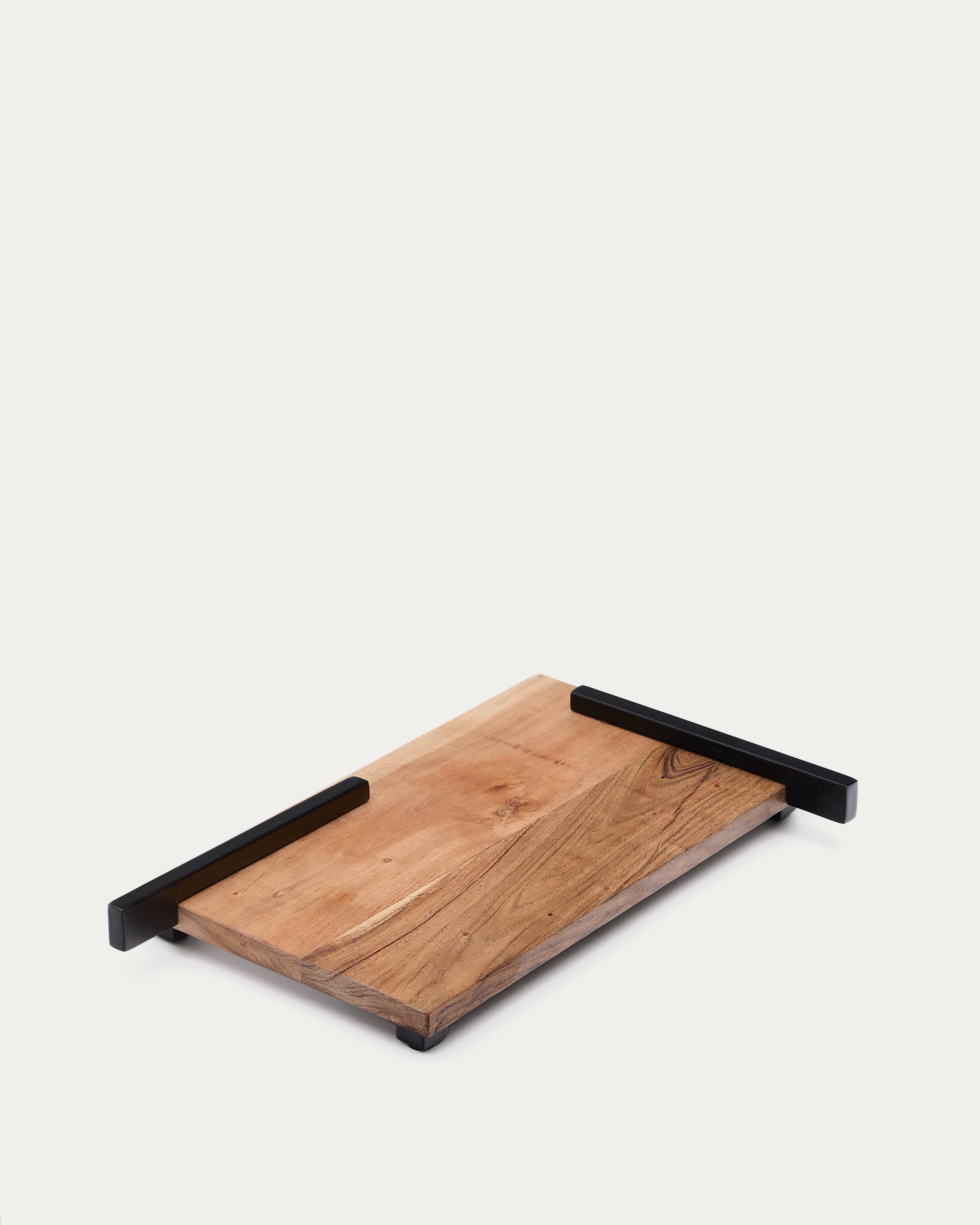 Vira serving board in acacia wood and black metal - Product View