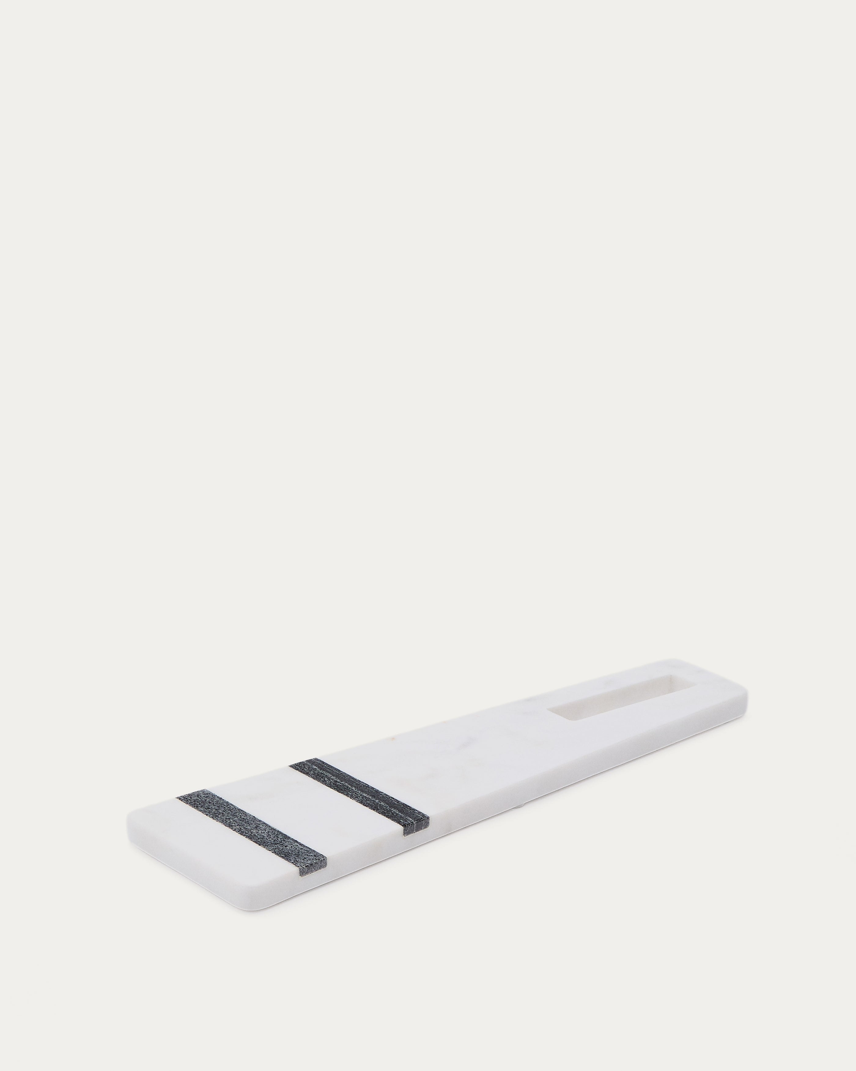 Nira small serving board in black and white marble - Product View
