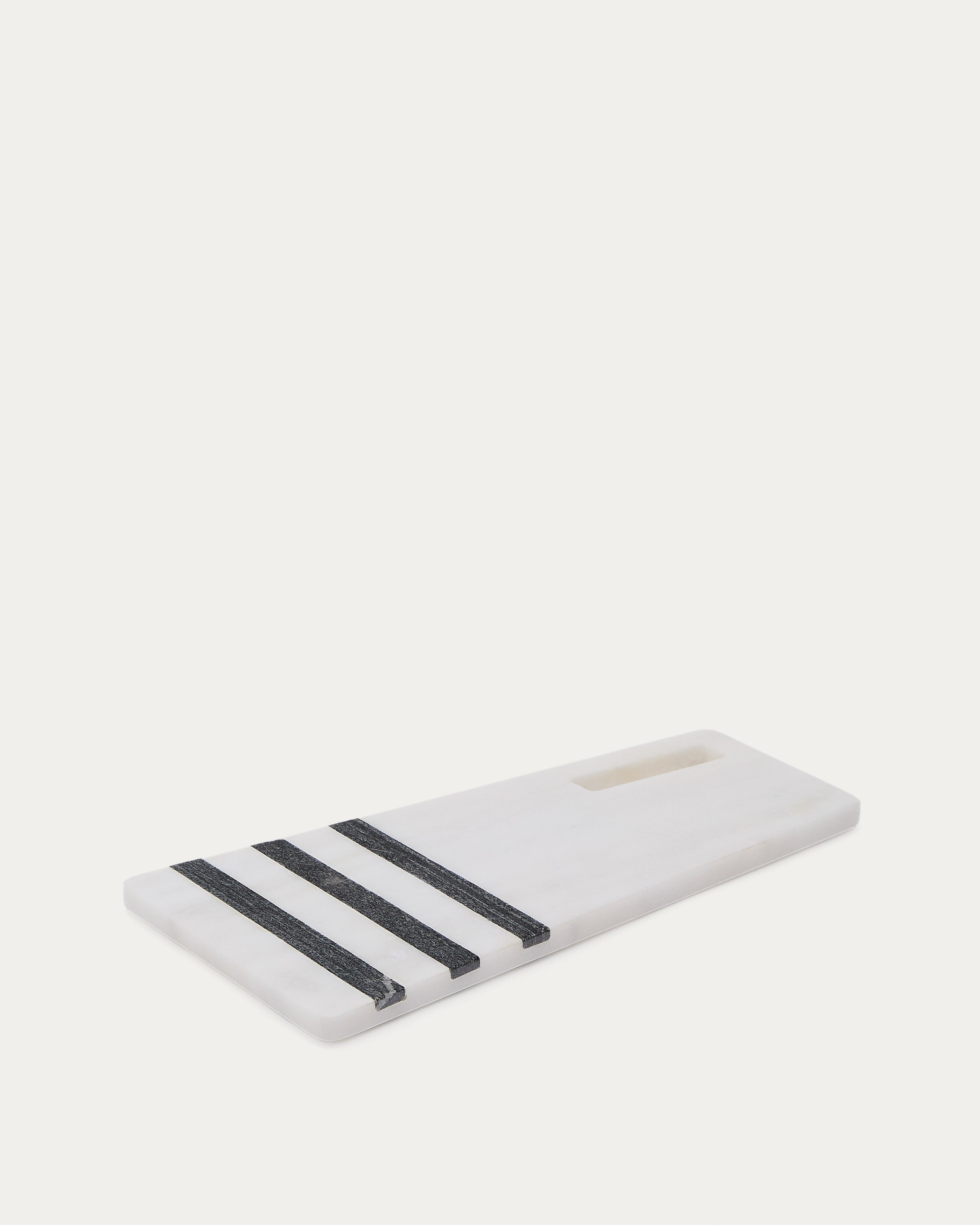 Nira large serving board in black and white marble - Product View