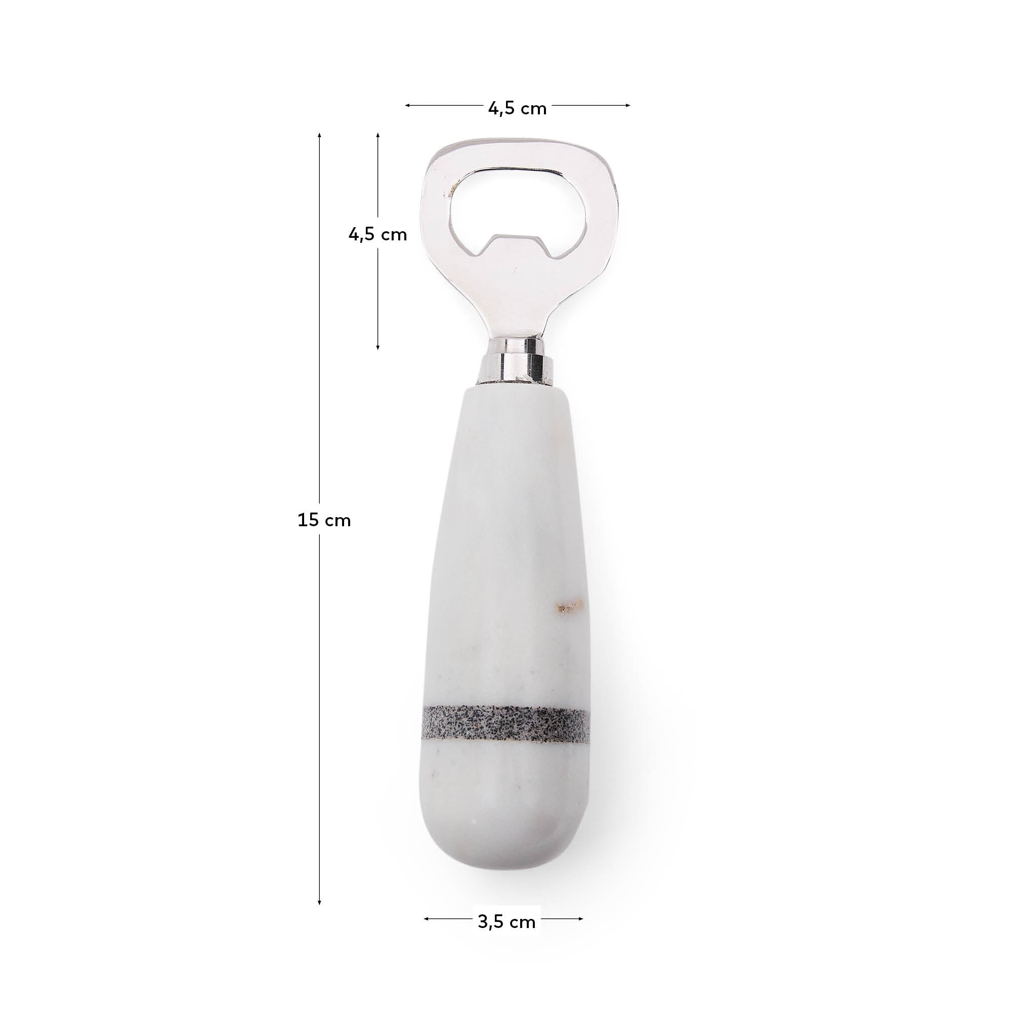 Nira opener in black and white marble - Measurements
