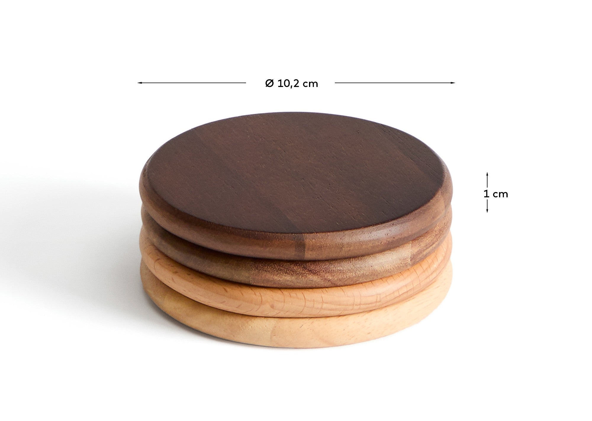 Nover set of 4 coasters in acacia wood FSC 100% - Measurements