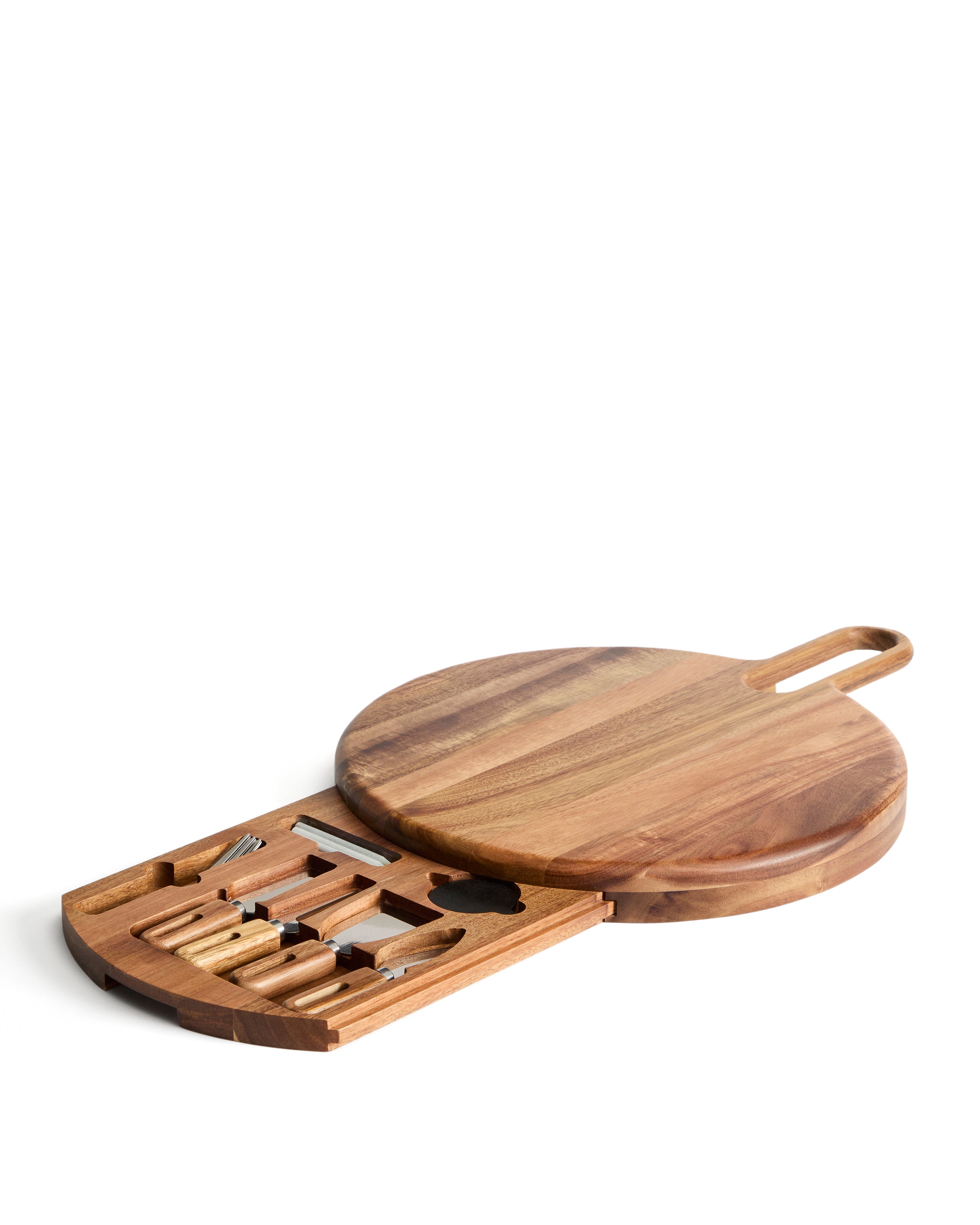 Blera cheese board and cutlery set in acacia wood FSC 100% and stainless steel - Product Image