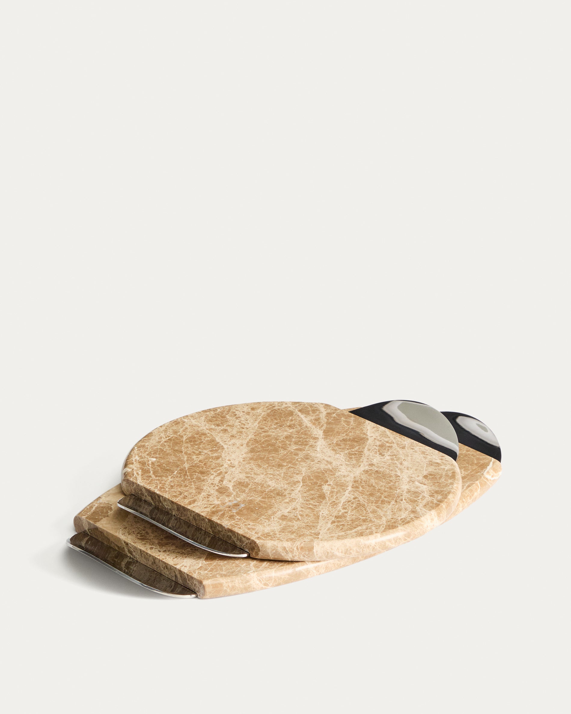 Adoma serving board in beige marble and metal - Product View