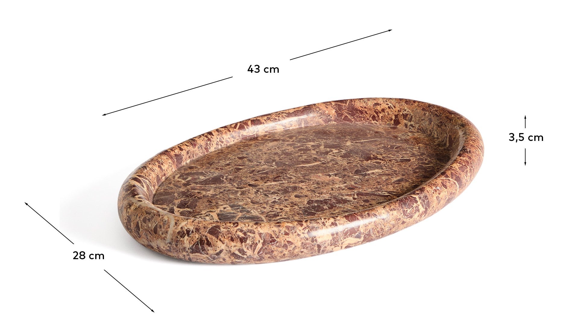 Lenorel tray in maroon marble 43 x 28 cm - Measurements
