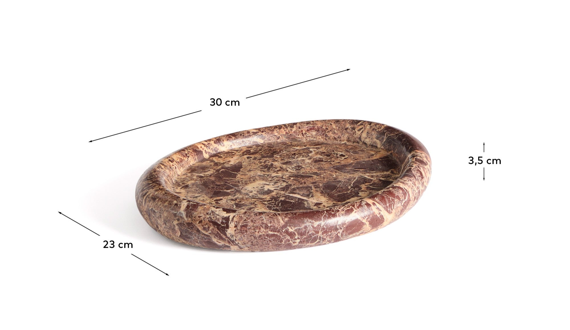 Lenorel tray in maroon marble 30 x 23 cm - Measurements
