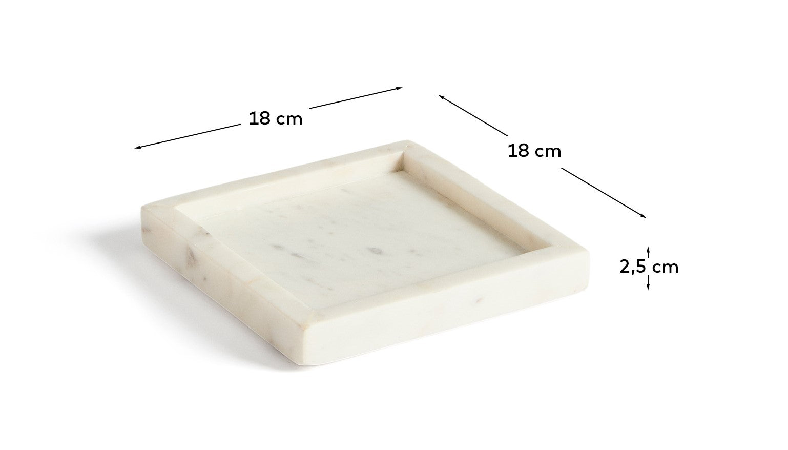 Serela tray in white marble 18 x 18 cm - Measurements