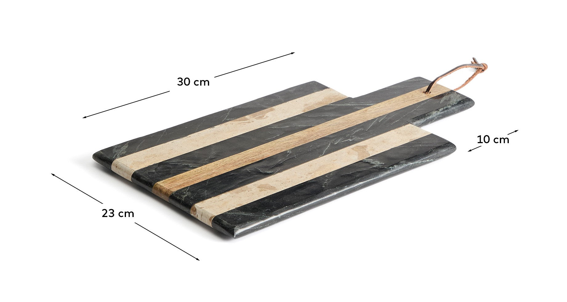 Surne serving board in black, brown and beige marble 30 x 23 cm - Measurements