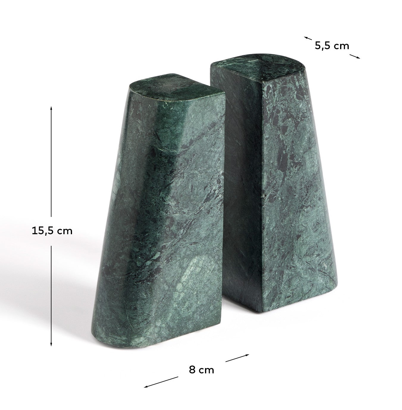 Serela bookend in green marble - Measurements