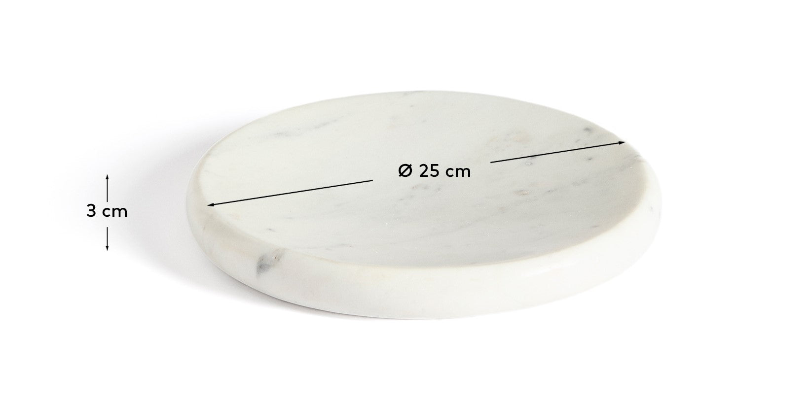 Obena tray in white marble Ø 25 cm - Measurements