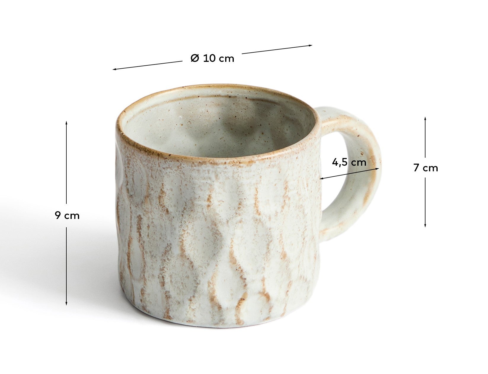 Alenia mug in grey ceramic - Measurements