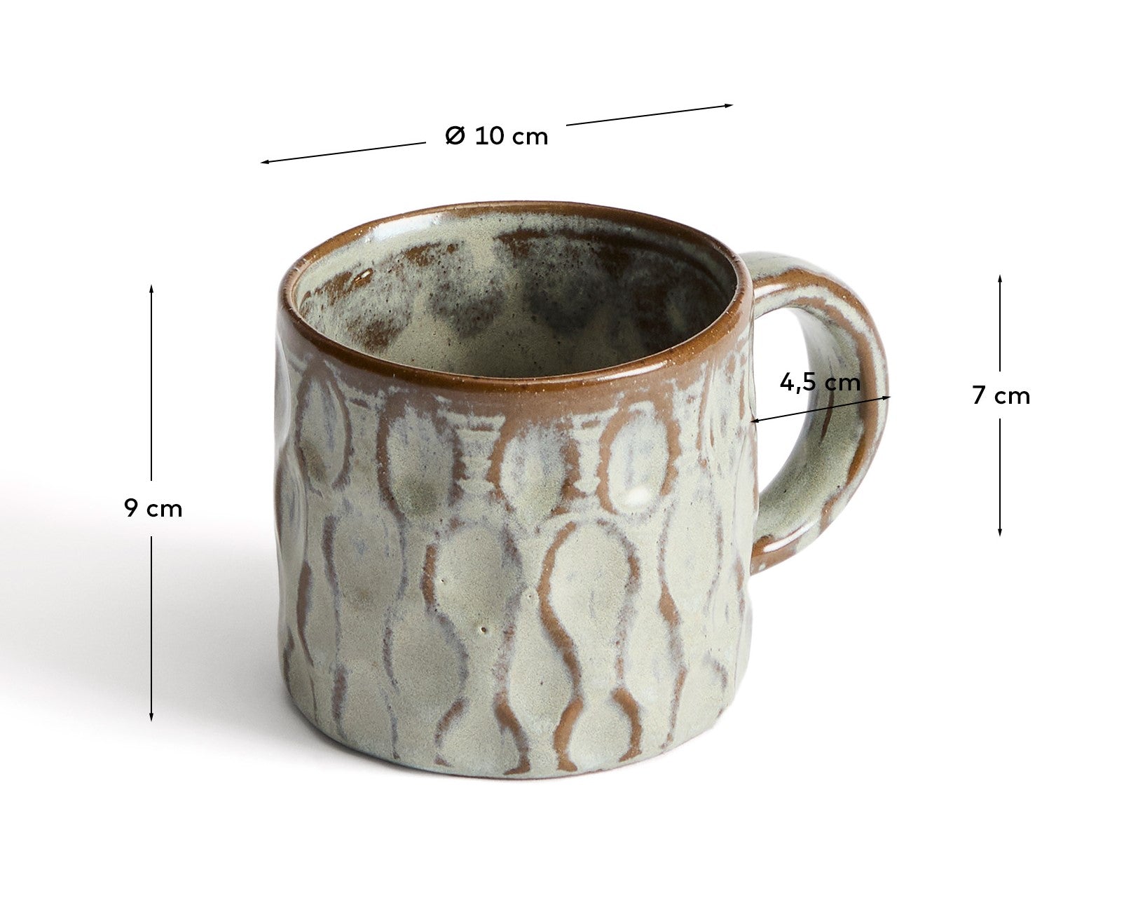 Alenia mug in brown ceramic - Measurements