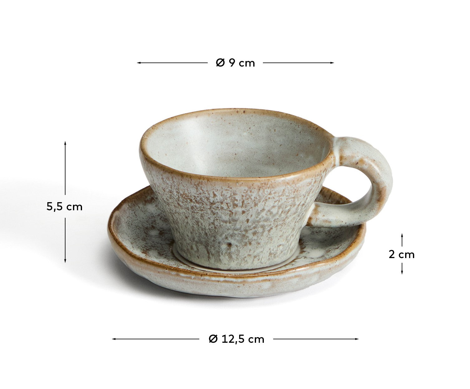 Alenia mug in grey ceramic - Measurements