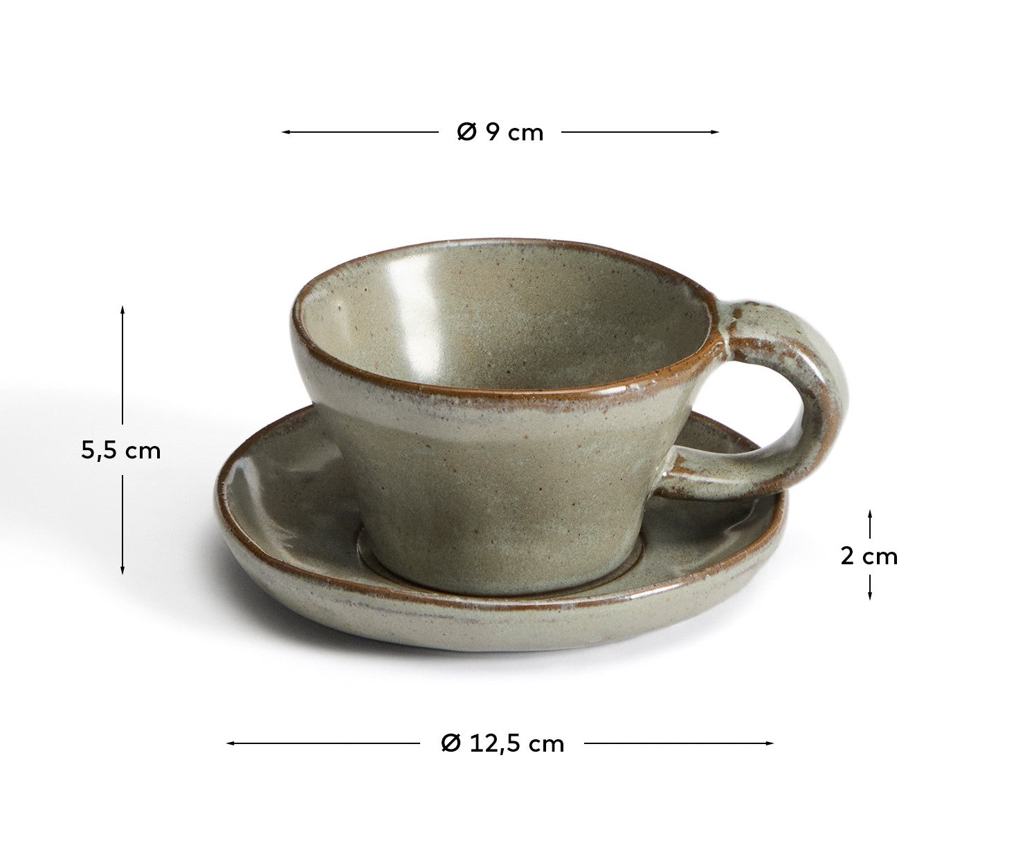 Alenia brown ceramic mug - Measurements