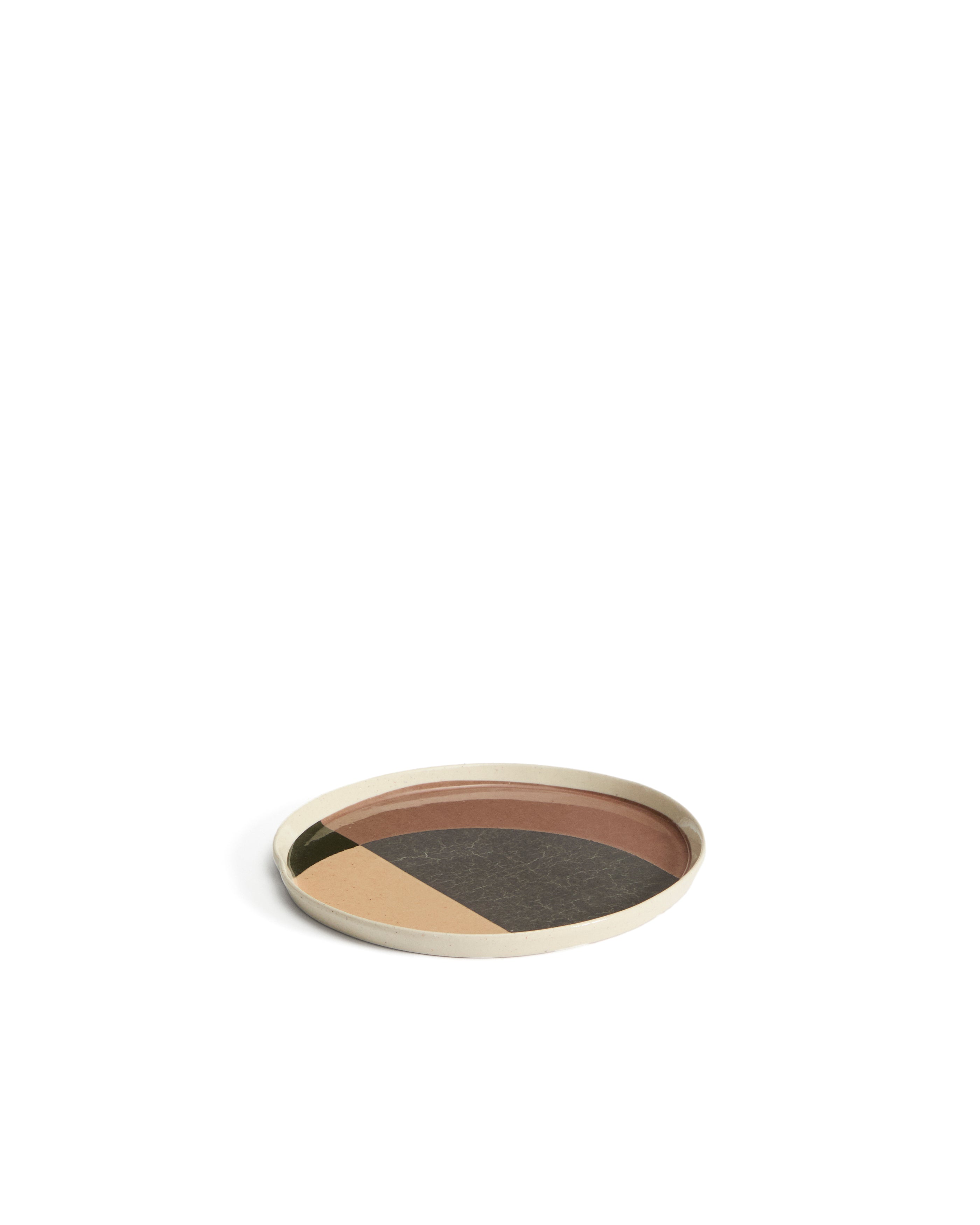Julnet dessert plate in brown ceramic - Product Image