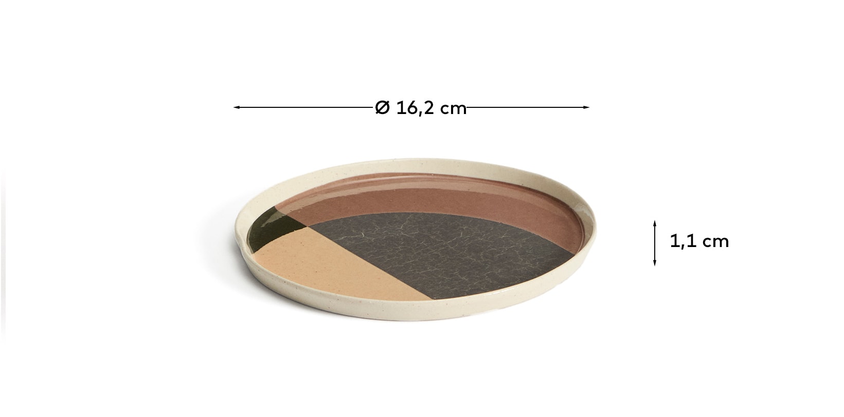 Julnet dessert plate in brown ceramic - Measurements