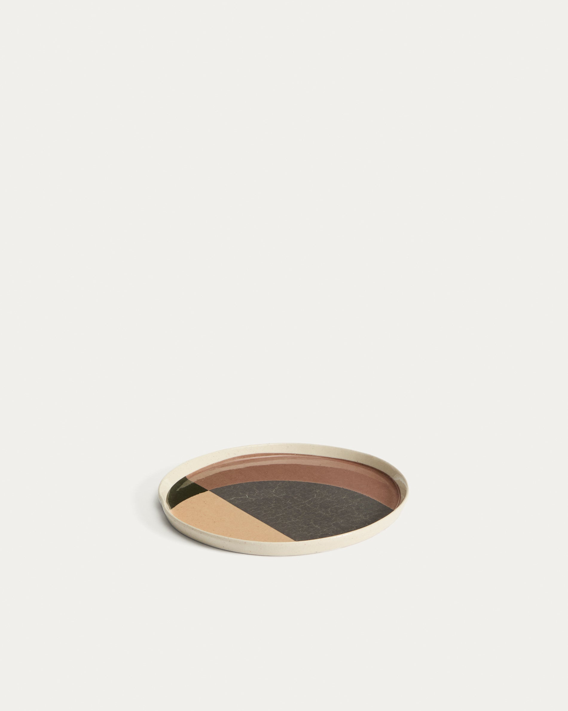 Julnet dessert plate in brown ceramic - Product View