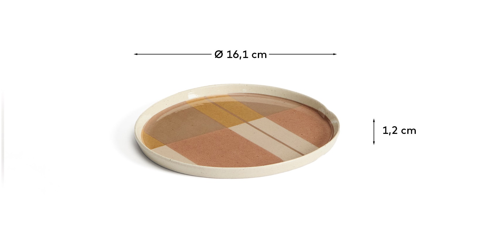 Julnet dessert plate in beige ceramic - Measurements